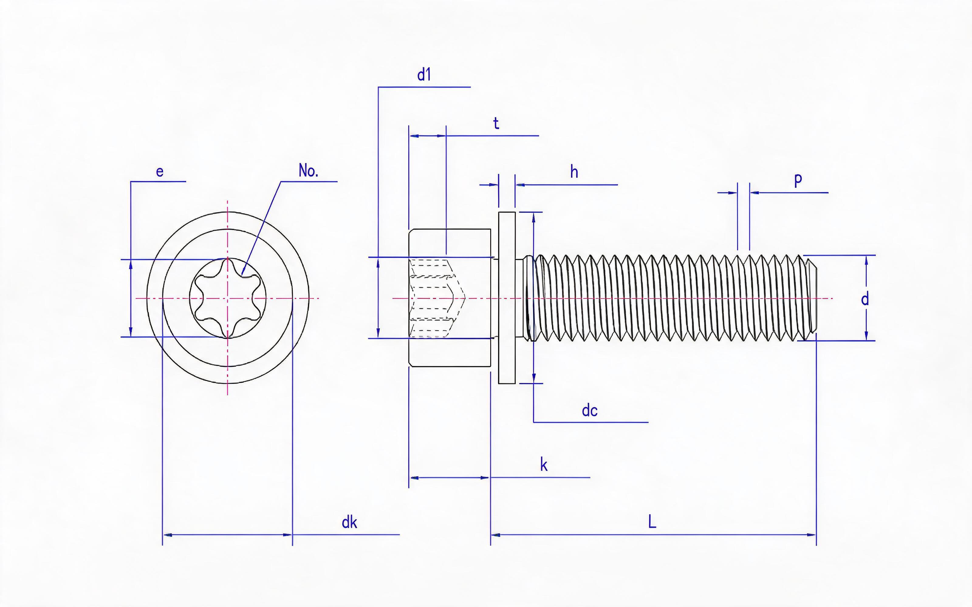 Combination of hexagon socket cheese head screw and flat washer Standard Drawing