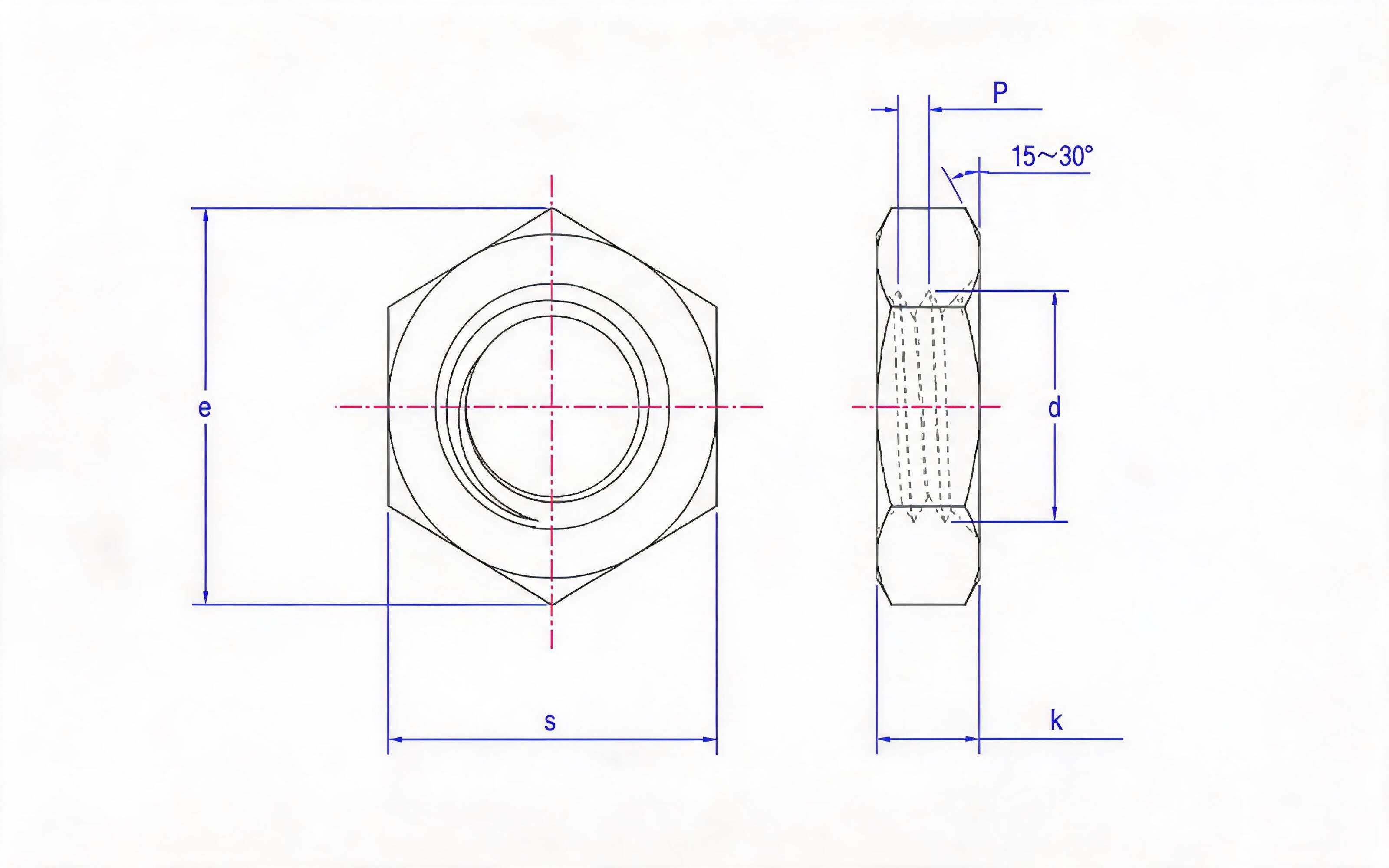 Hexagon thin nut Standard Drawing