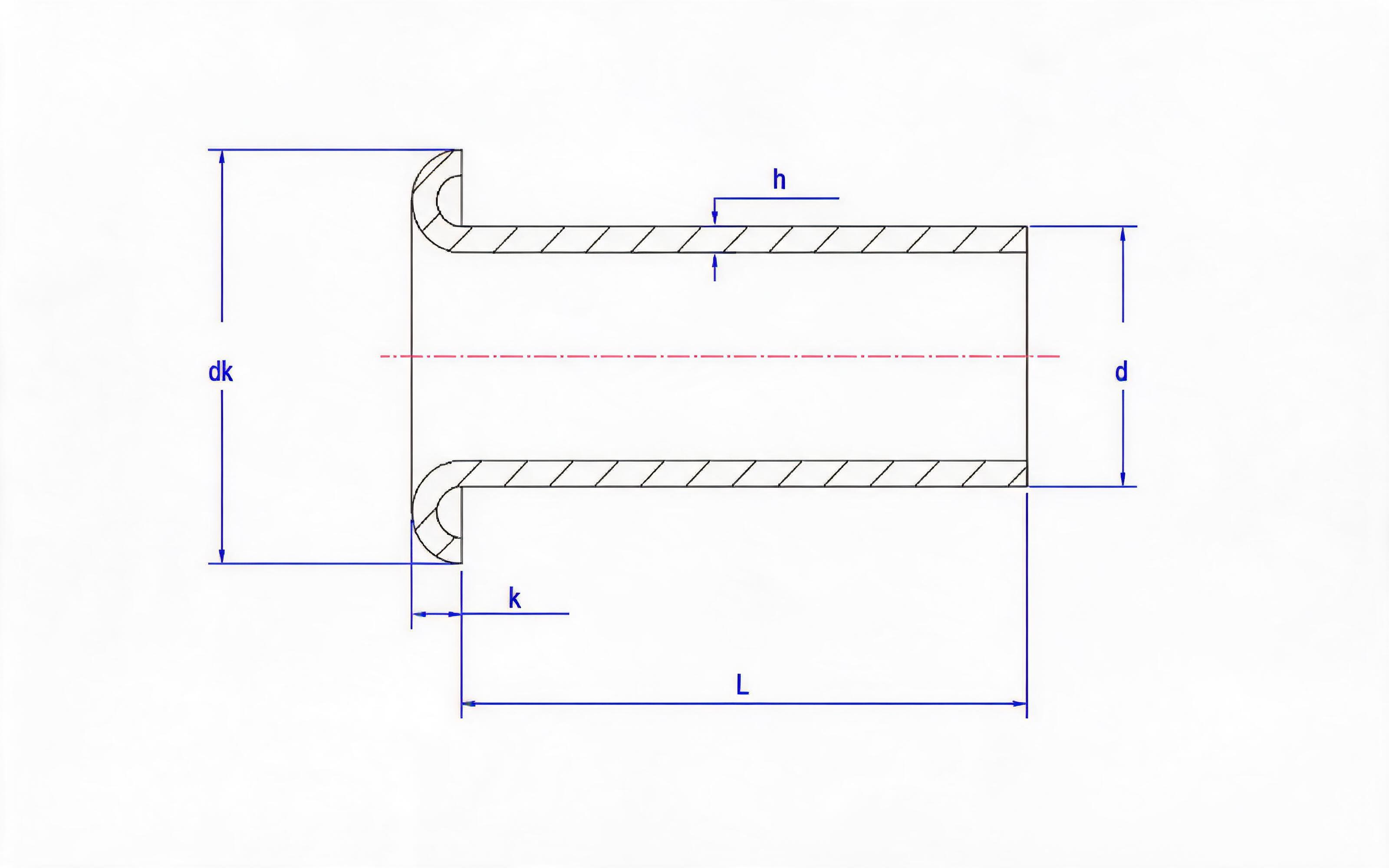 B Tubular Rivet (0.2mm wall thickness) Standard Drawing
