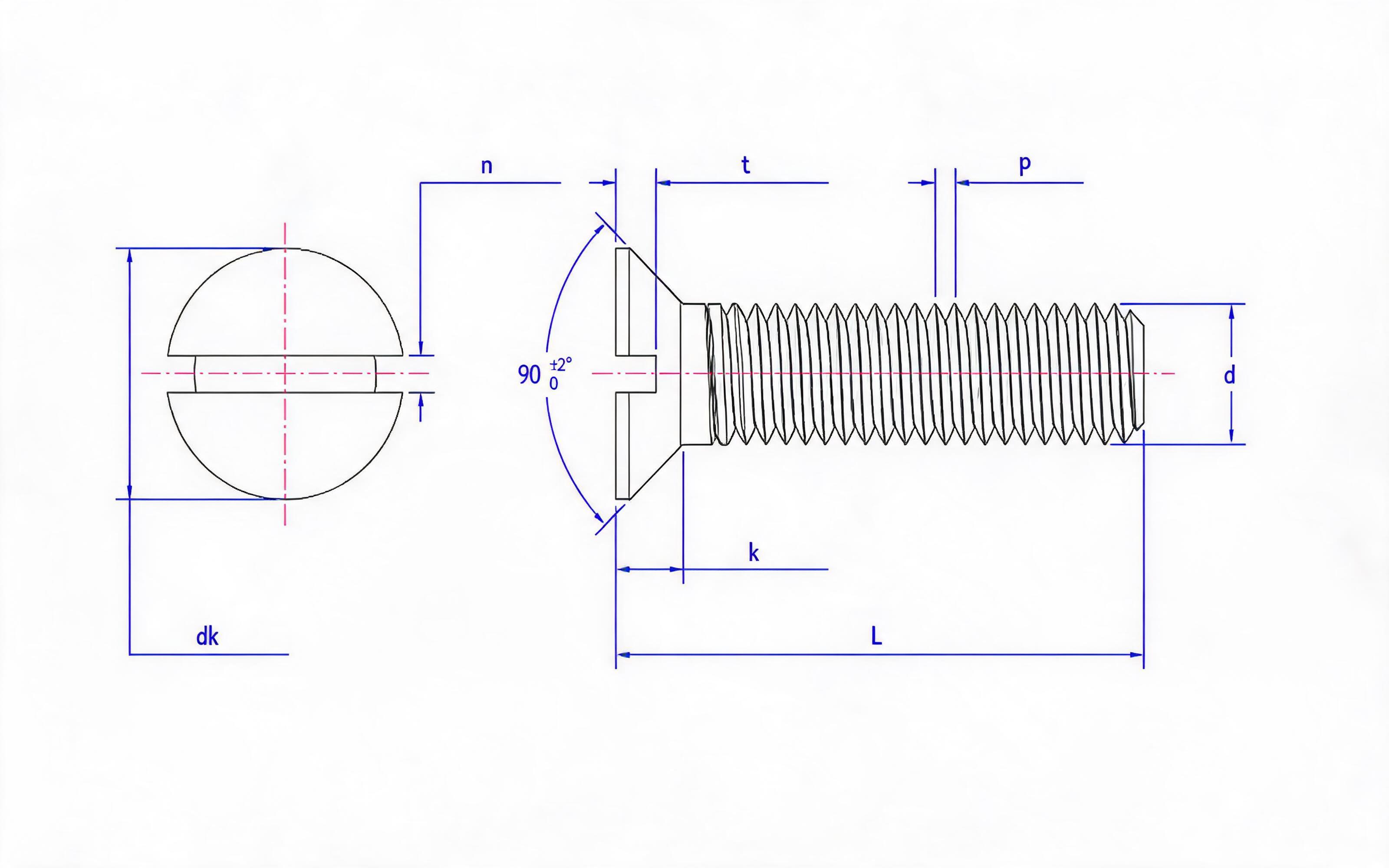 SLOTTED COUNTERSUNK HEAD SCREW Standard Drawing