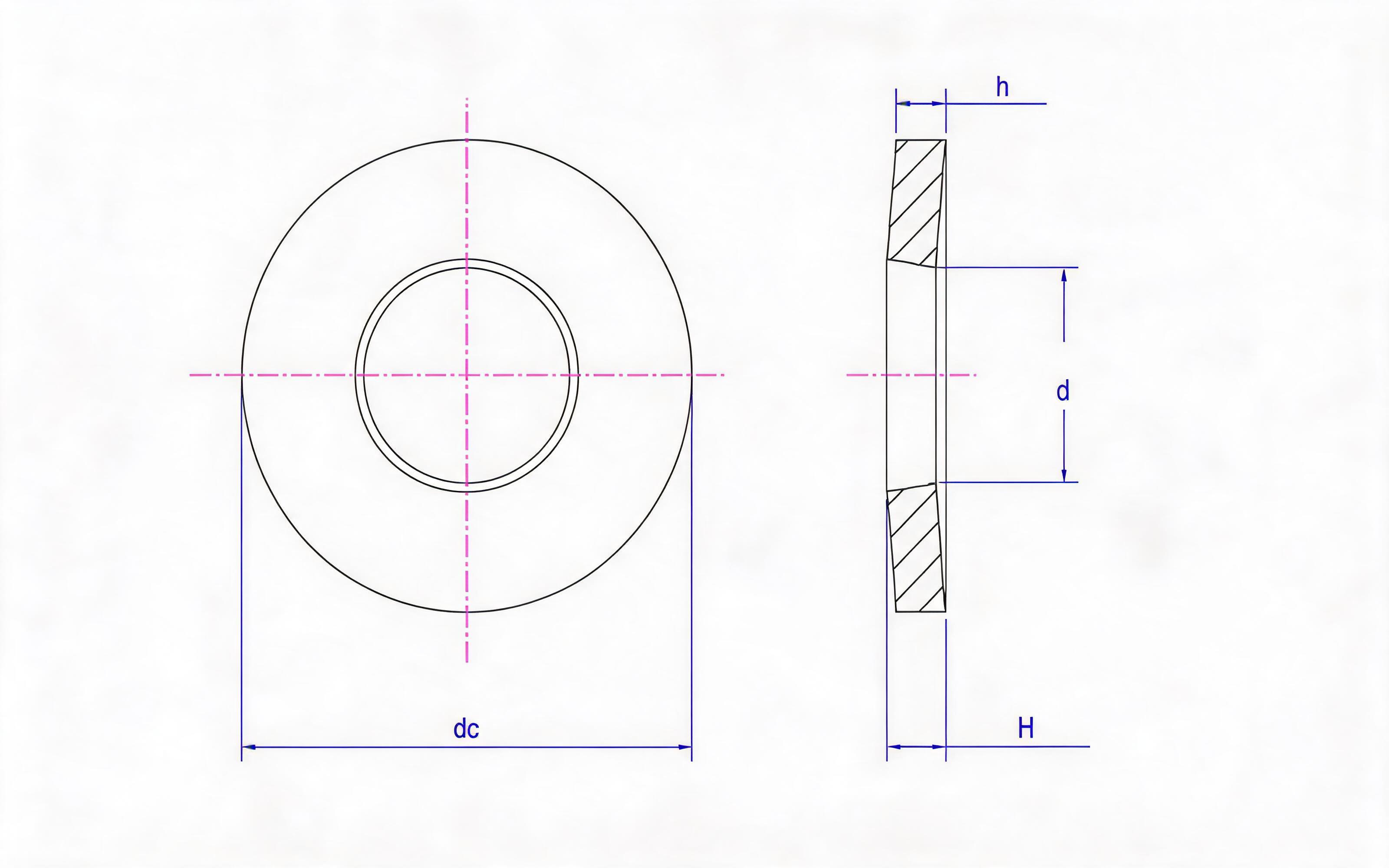 Belleville spring washer for screw connection Standard Drawing