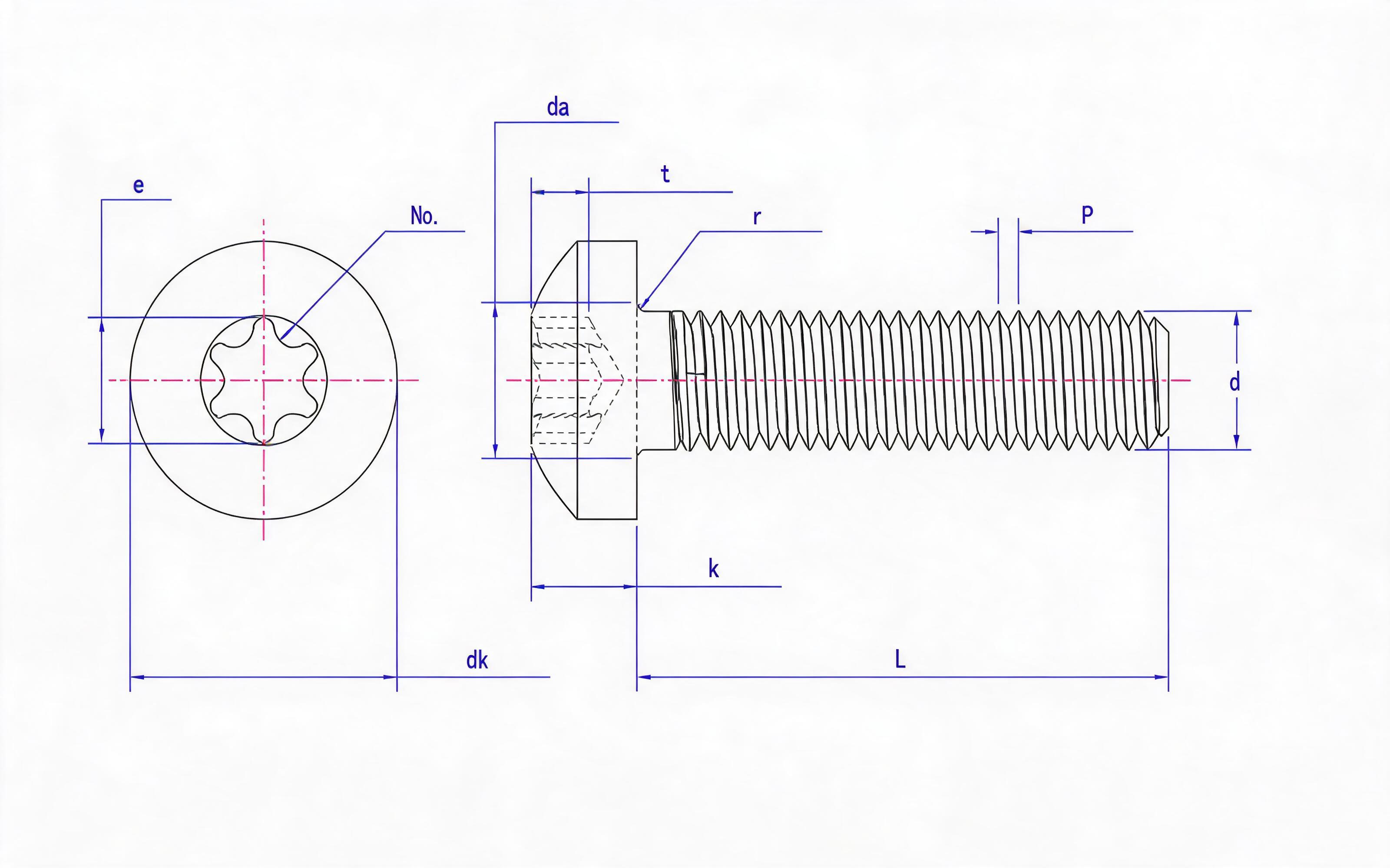 Torx panhead screw Standard Drawing