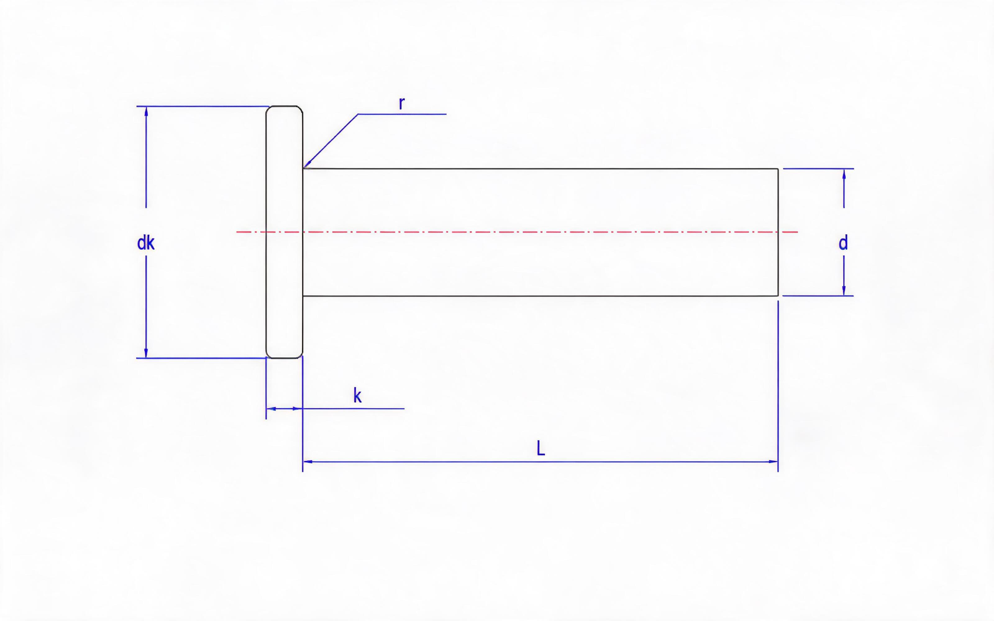Flat head rivet Standard Drawing