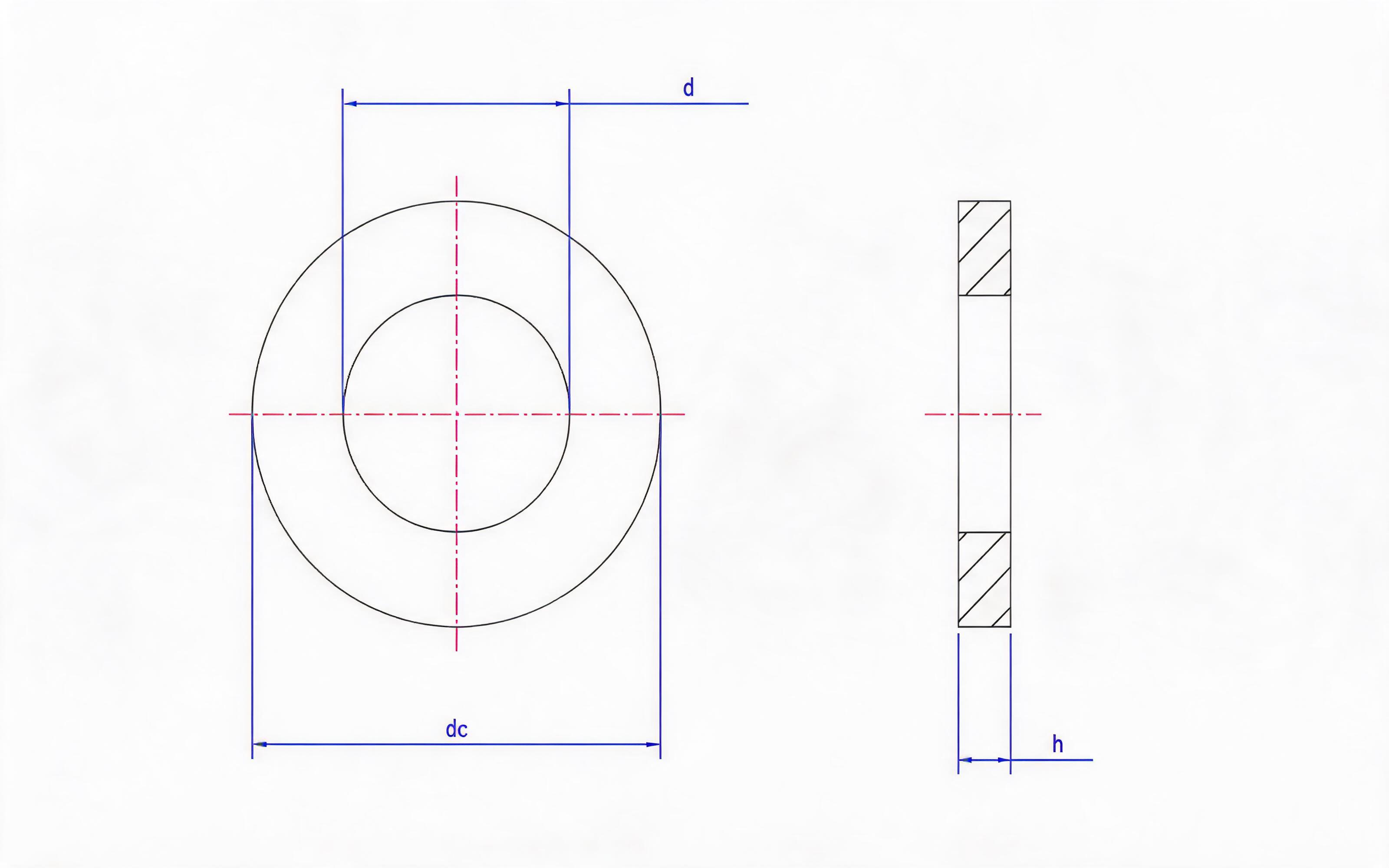 Black washers for bolts Standard Drawing