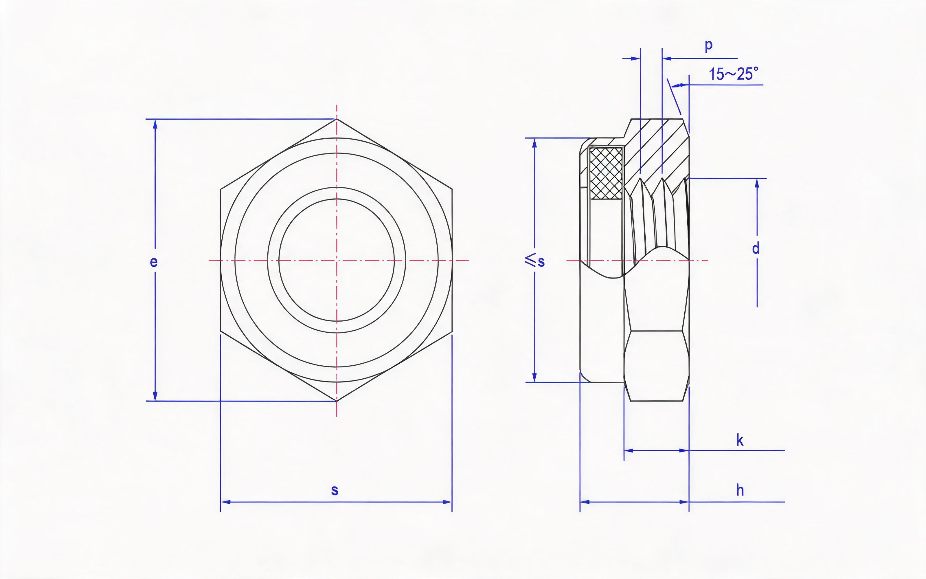NONMETALLIC INSERT HEXAGON LOCK THIN NUT Standard Drawing