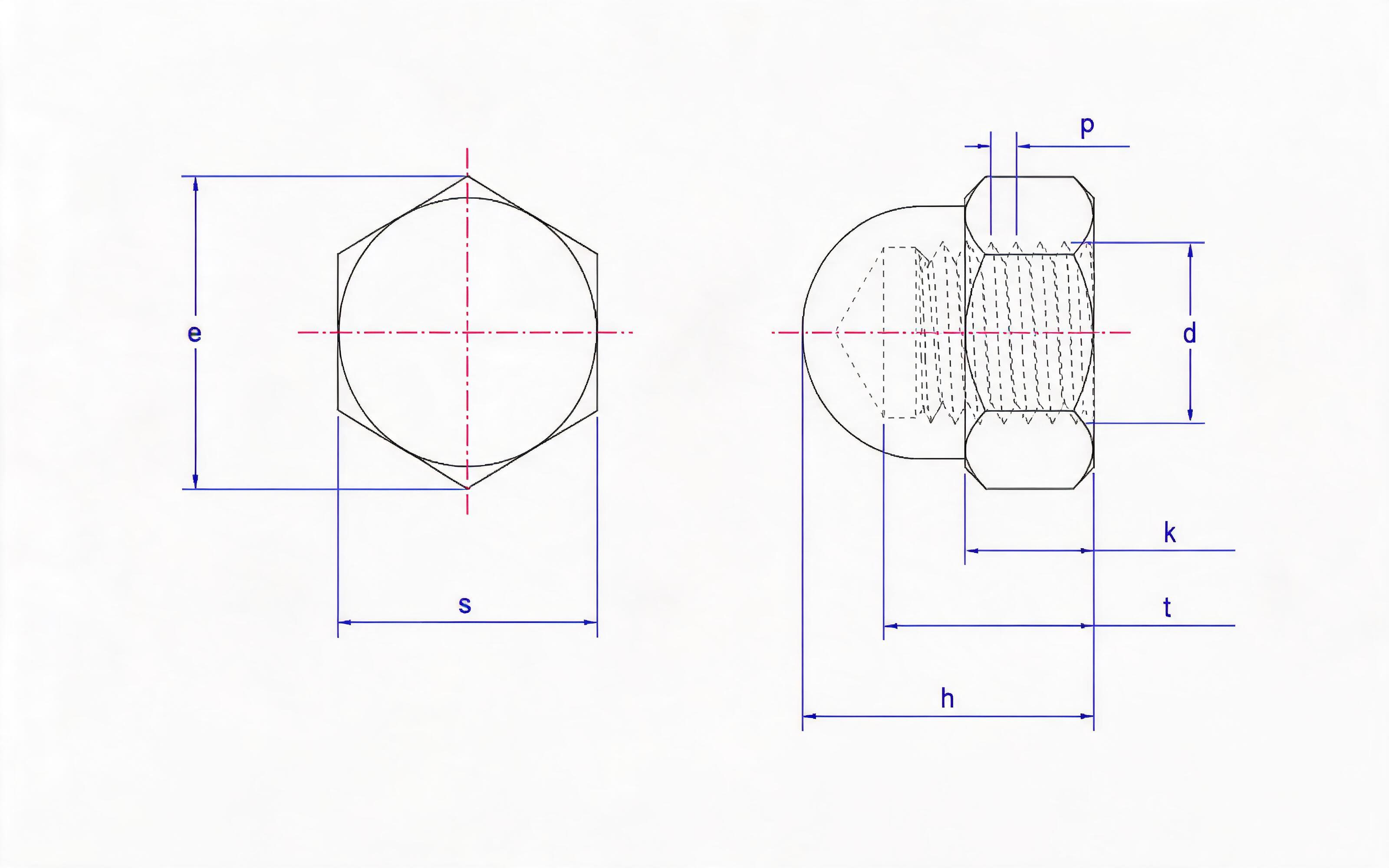 Hexagon cap nut Standard Drawing