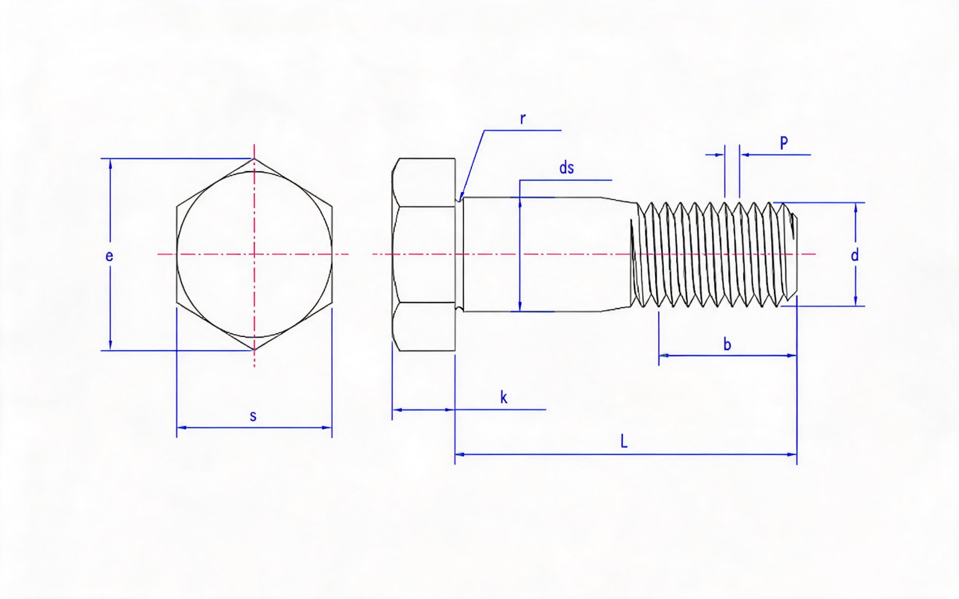 Hexagon fitting bolt Standard Drawing