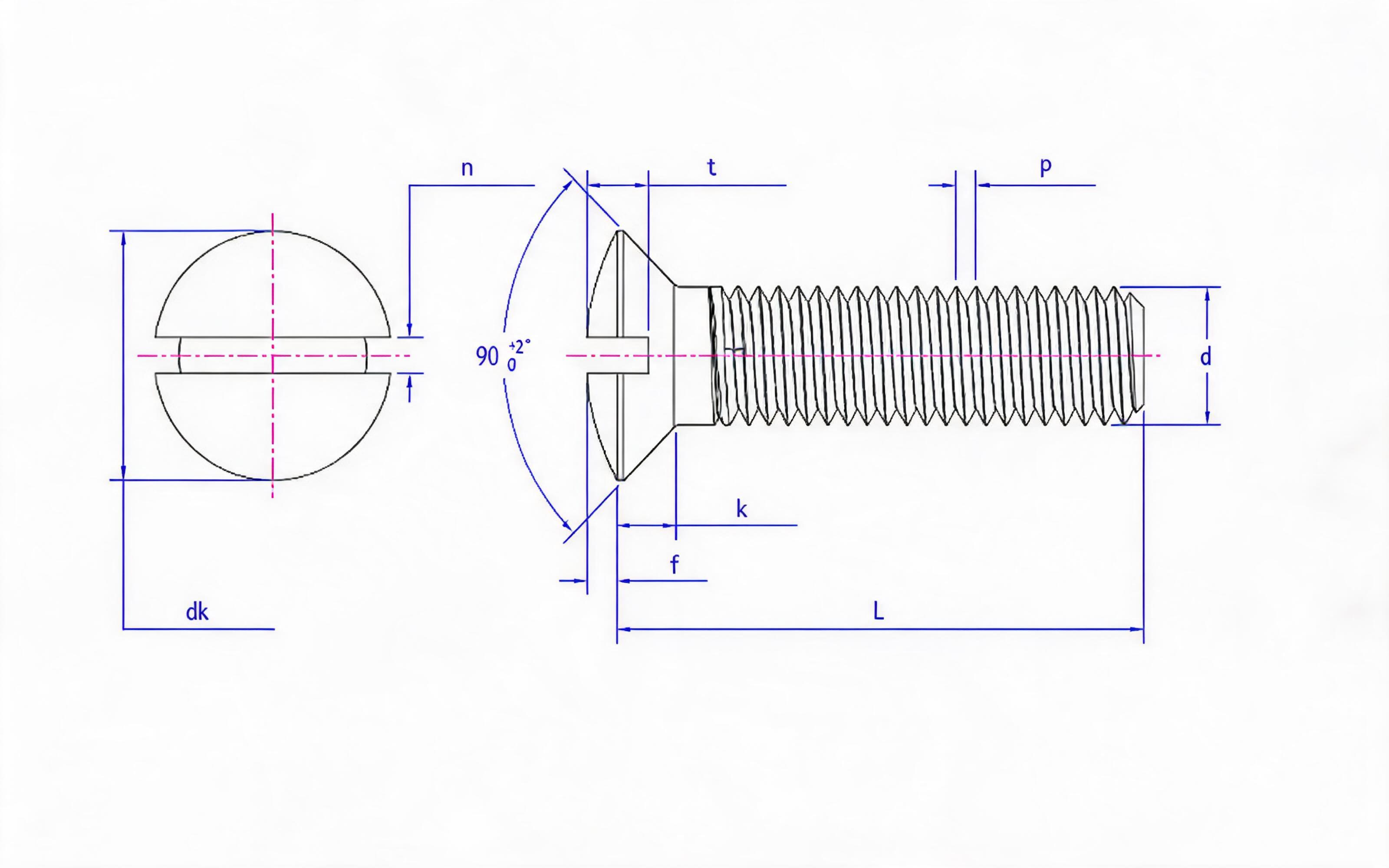 SLOTTED COUNTERSUNK HEAD SCREW Standard Drawing