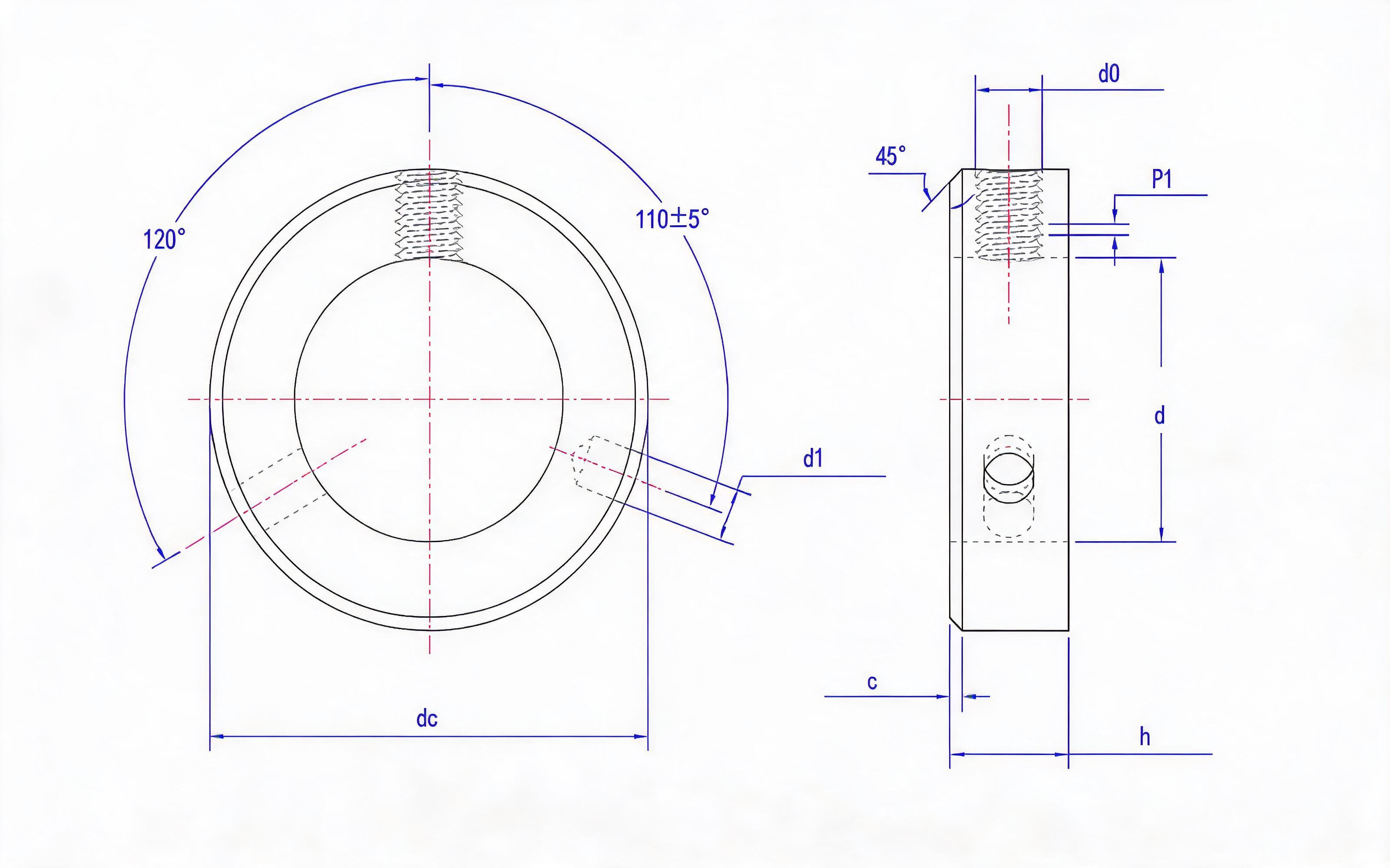 C-type screw locking retaining ring with locking ring (d ≤ 70) Standard Drawing
