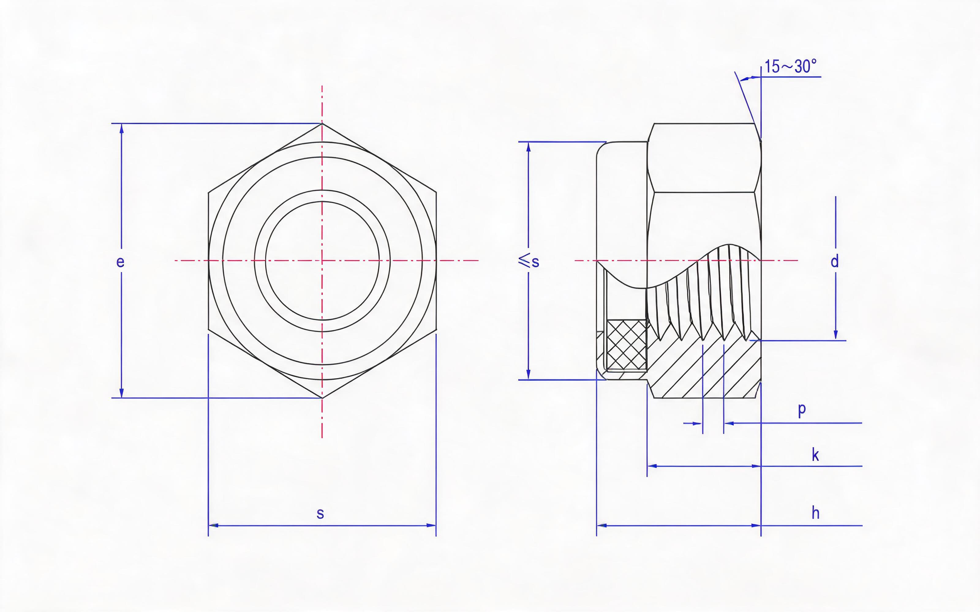 NONMETALLIC INSERT HEX LOCK NUT Standard Drawing