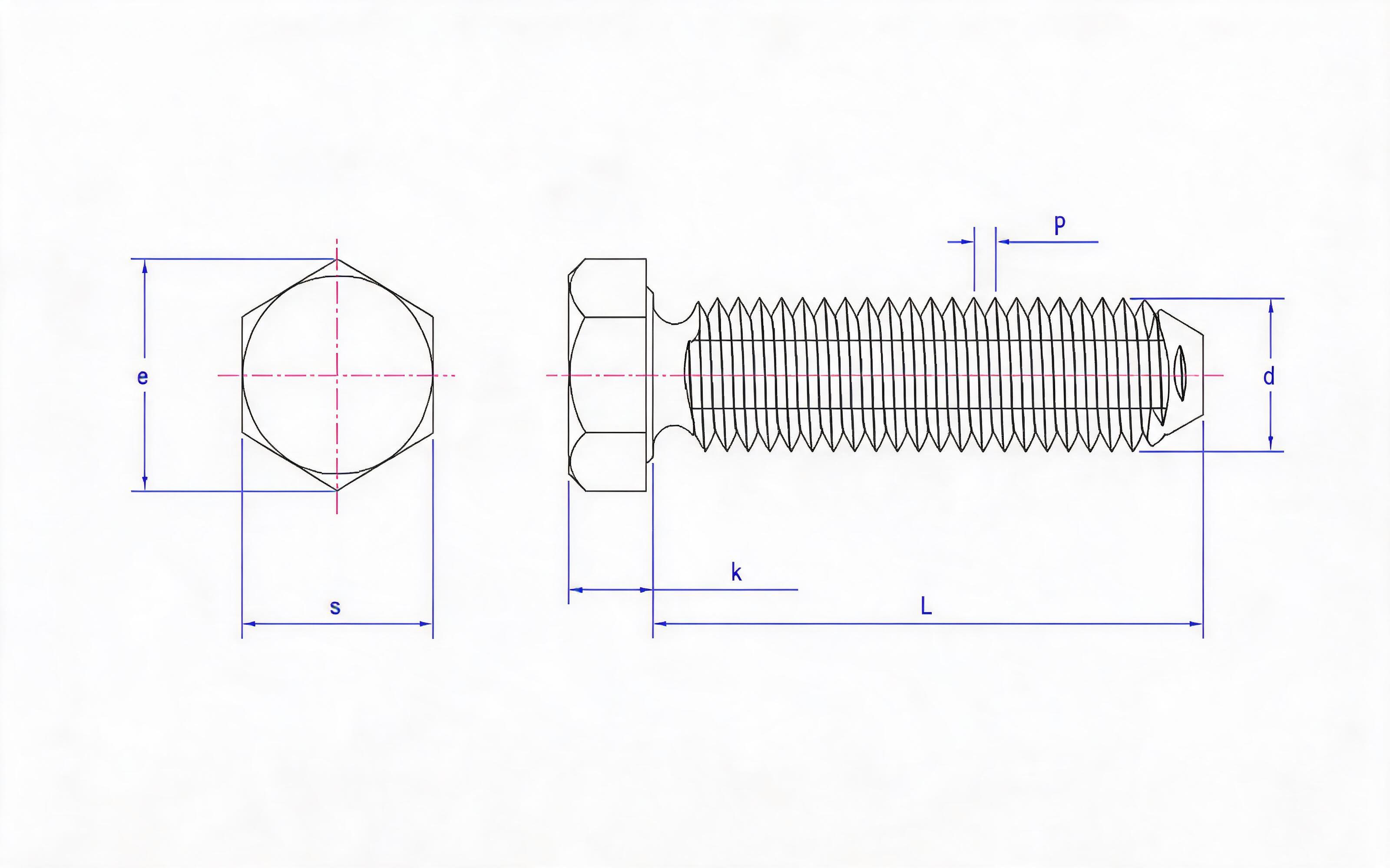 HEXAGON HEAD SELF EXTRUDED SCREW Standard Drawing
