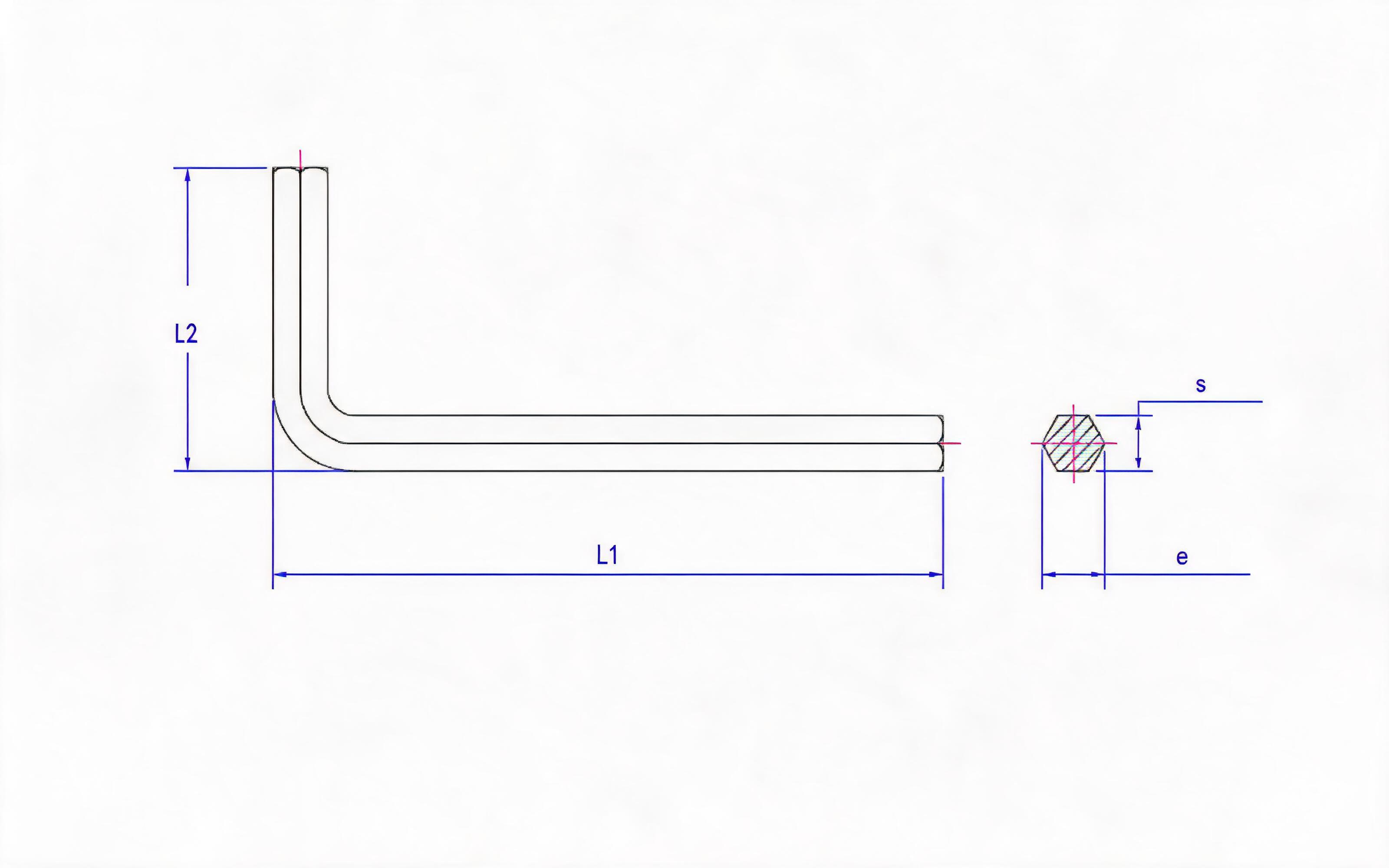Long hexagon socket wrench Standard Drawing