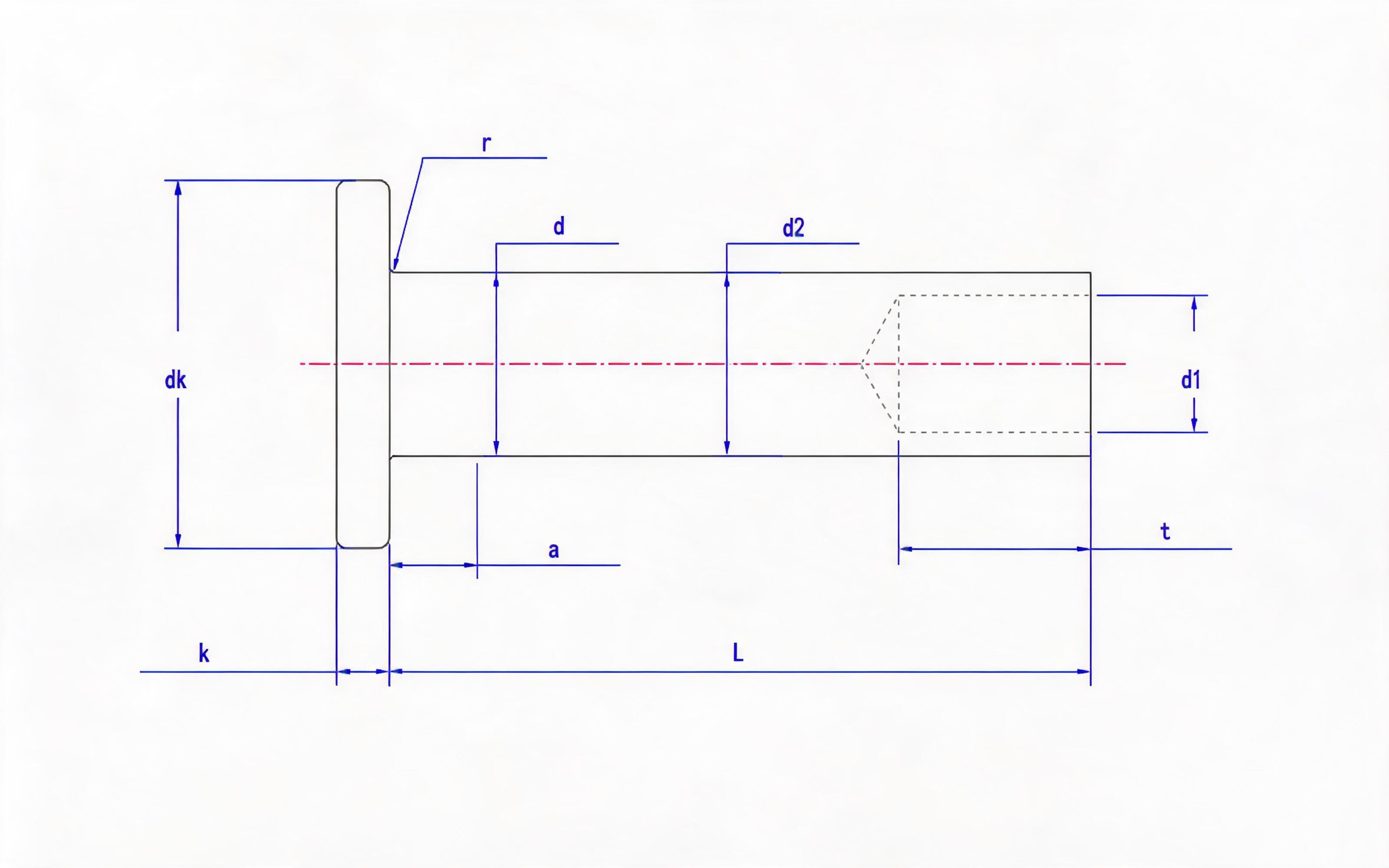 FLAT HEAD HALF BULK RIVET (TYPE B SHALLOW SLOT) Standard Drawing