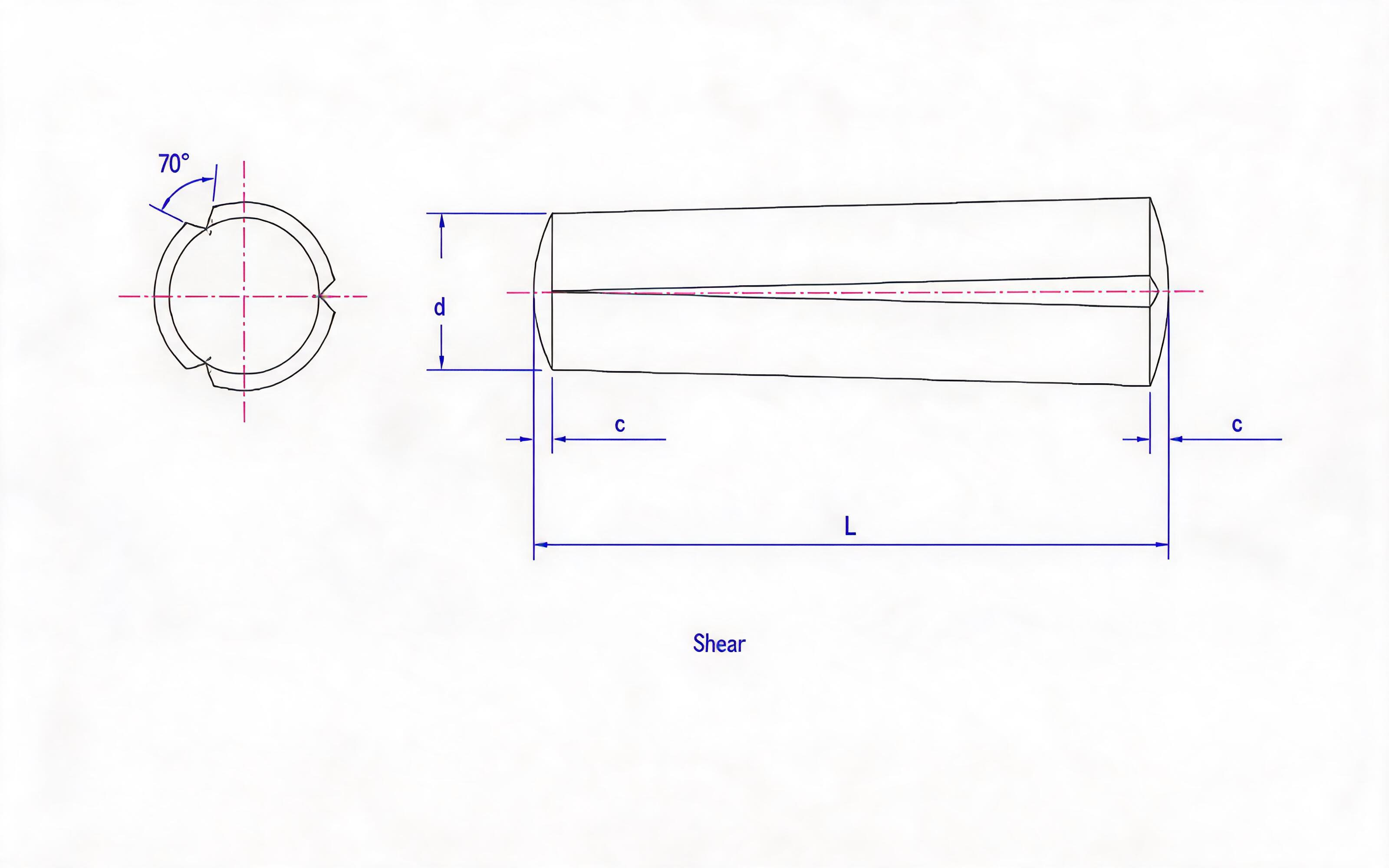 Full length taper groove of groove pin Standard Drawing