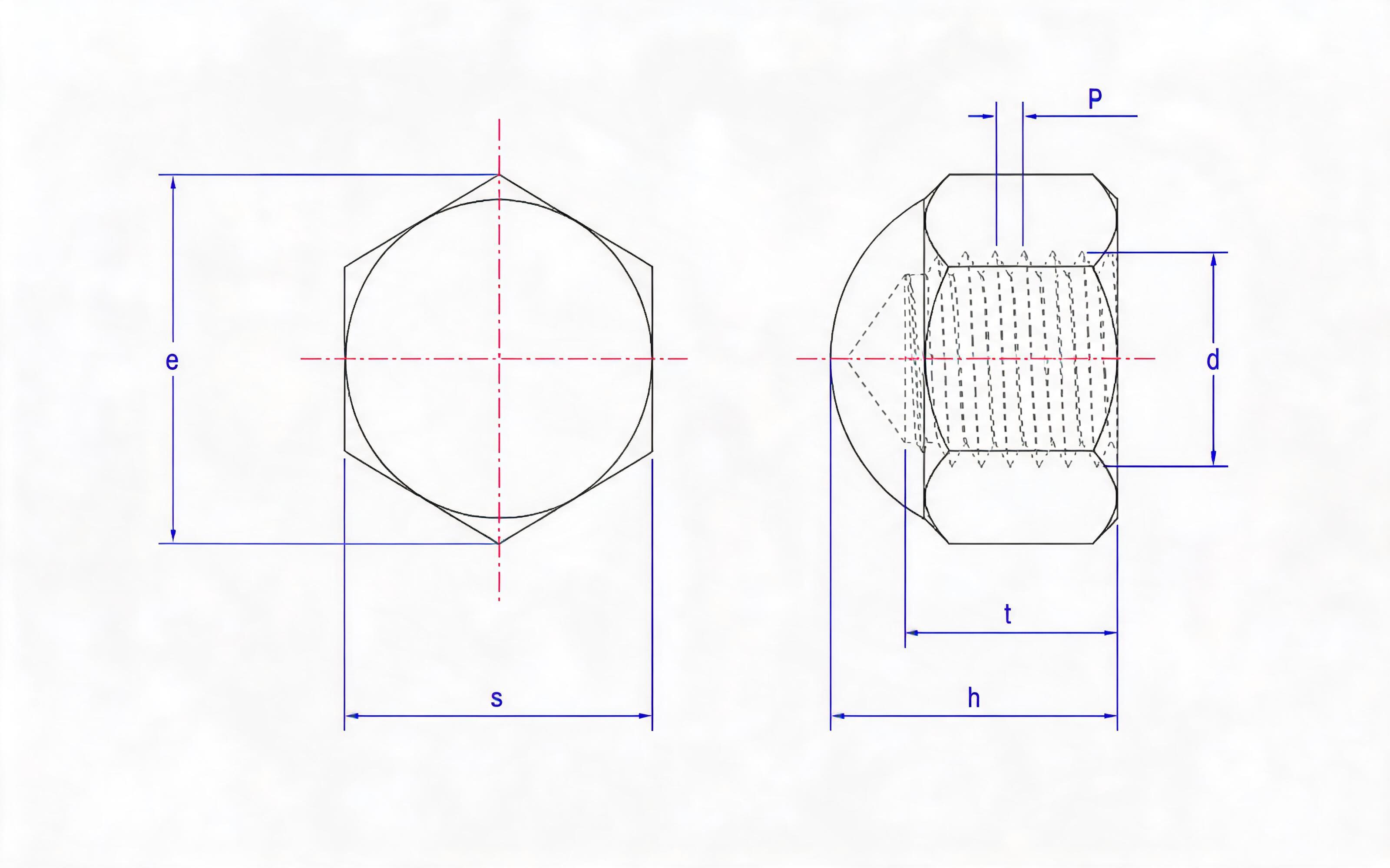 Low-type hexagon cap nut (d ≤ 10mm) Standard Drawing