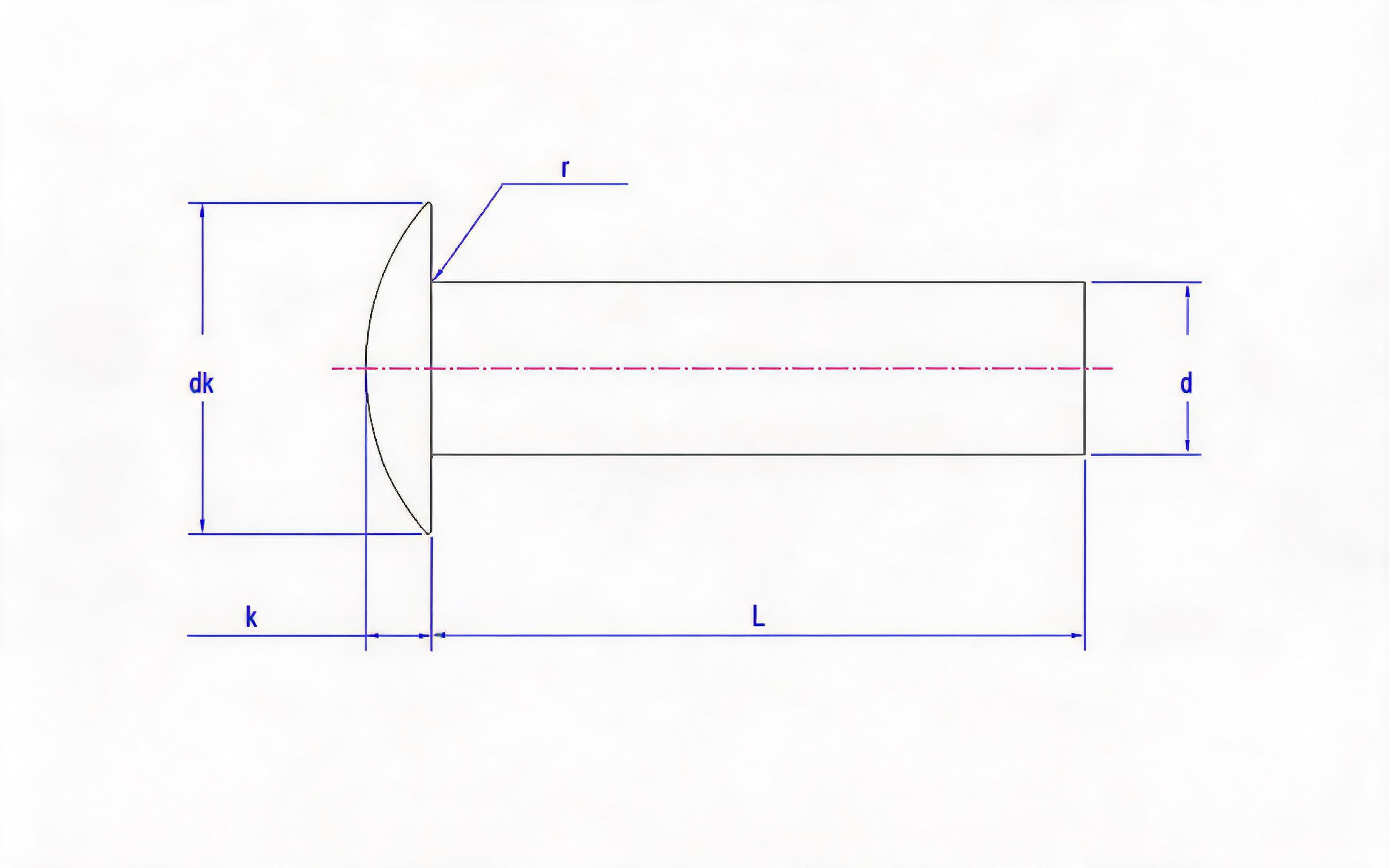 Flat head rivet Standard Drawing