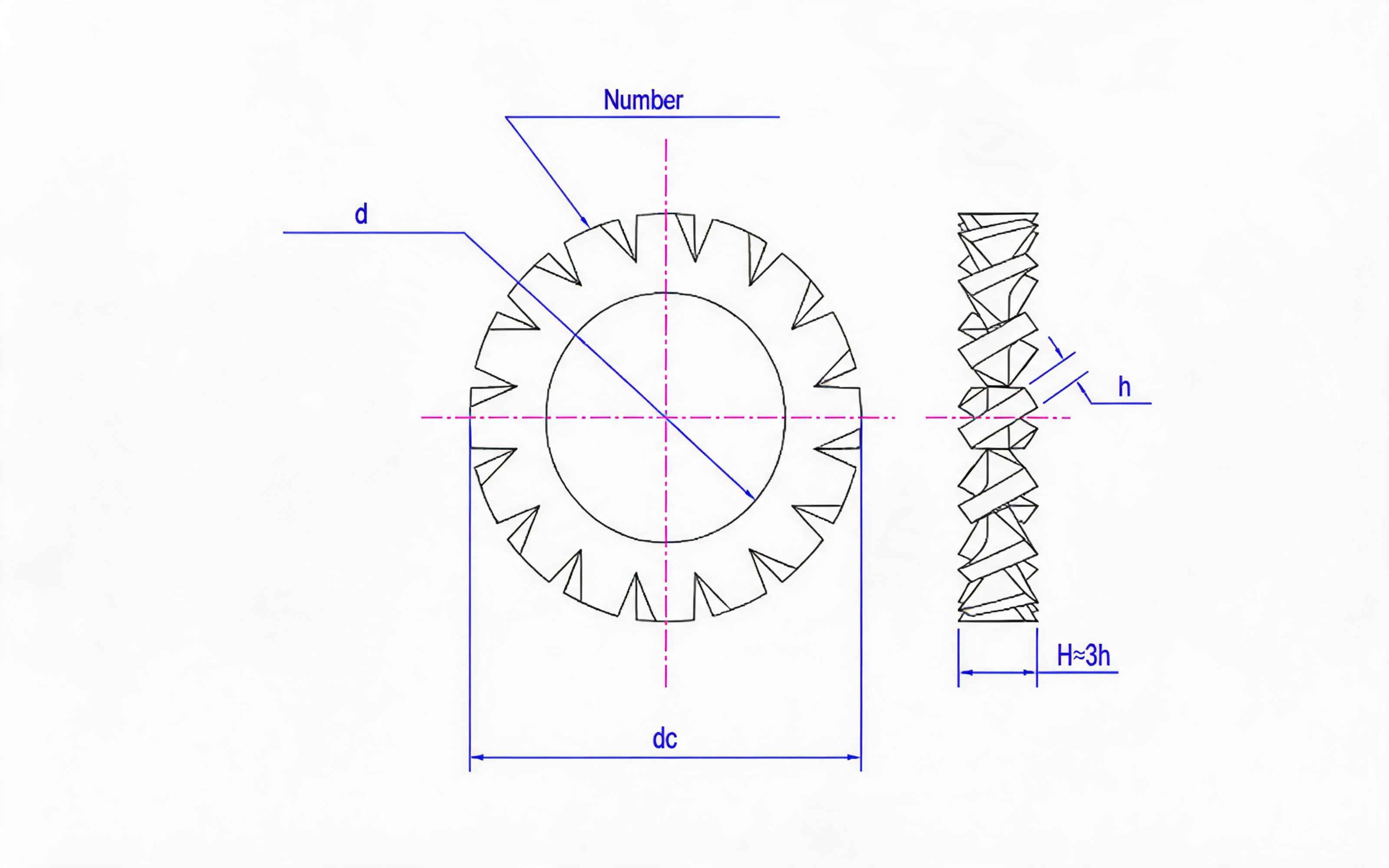 External serrated lock washer Standard Drawing