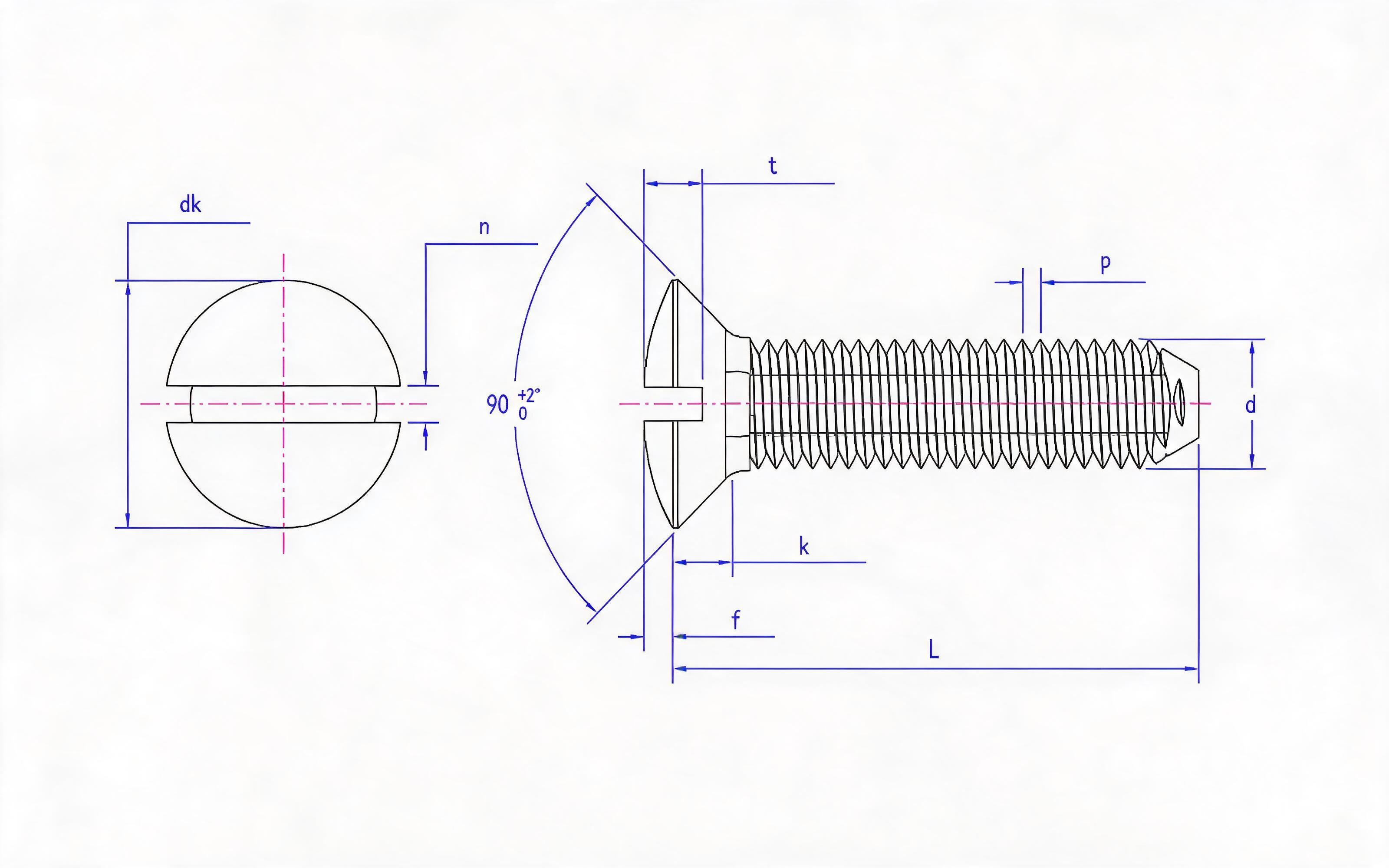 SLOTTED COUNTERSUNK HEAD TRIANGULAR LOCK SCREW Standard Drawing