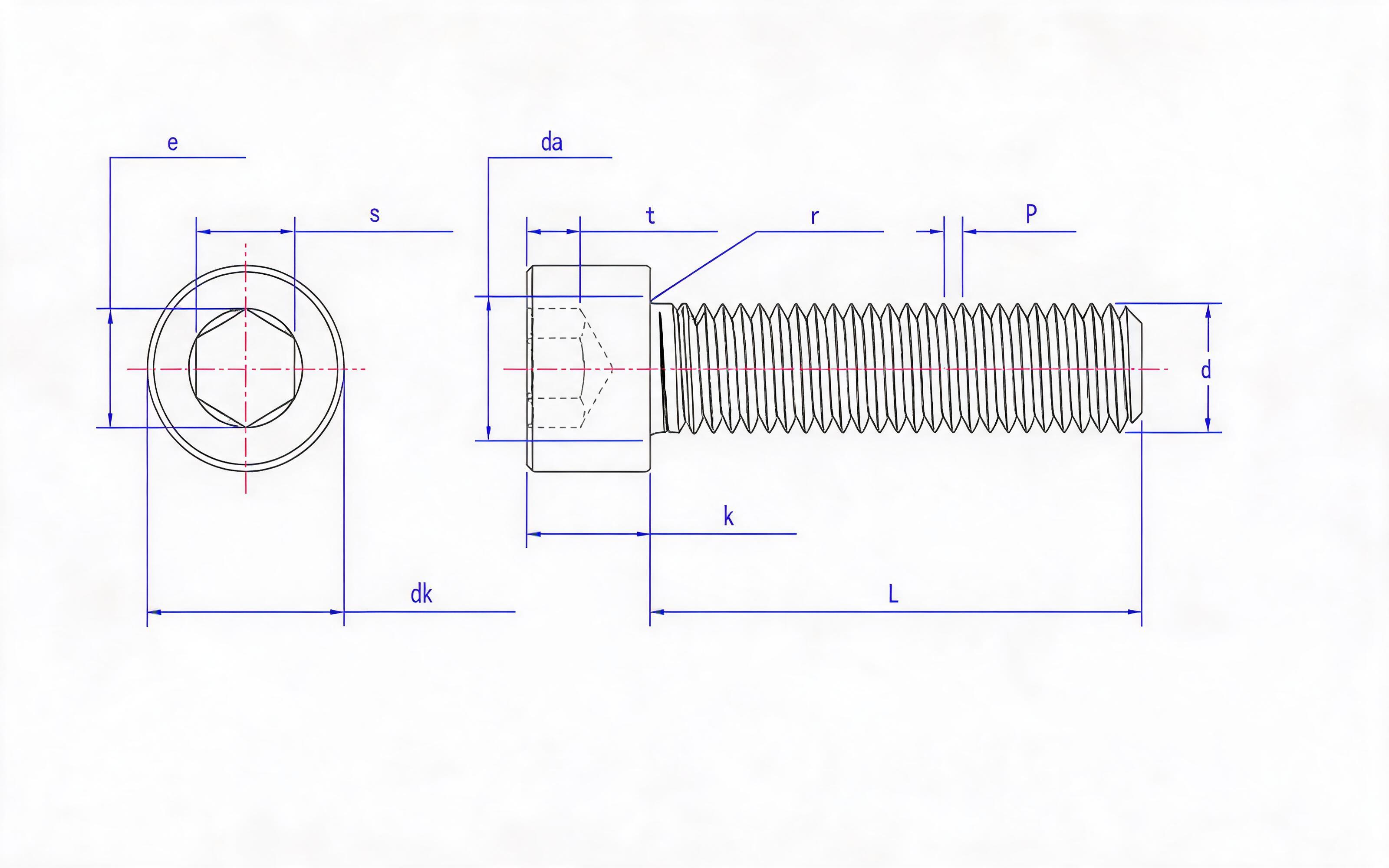 Fine thread hexagon socket head cap screw Standard Drawing