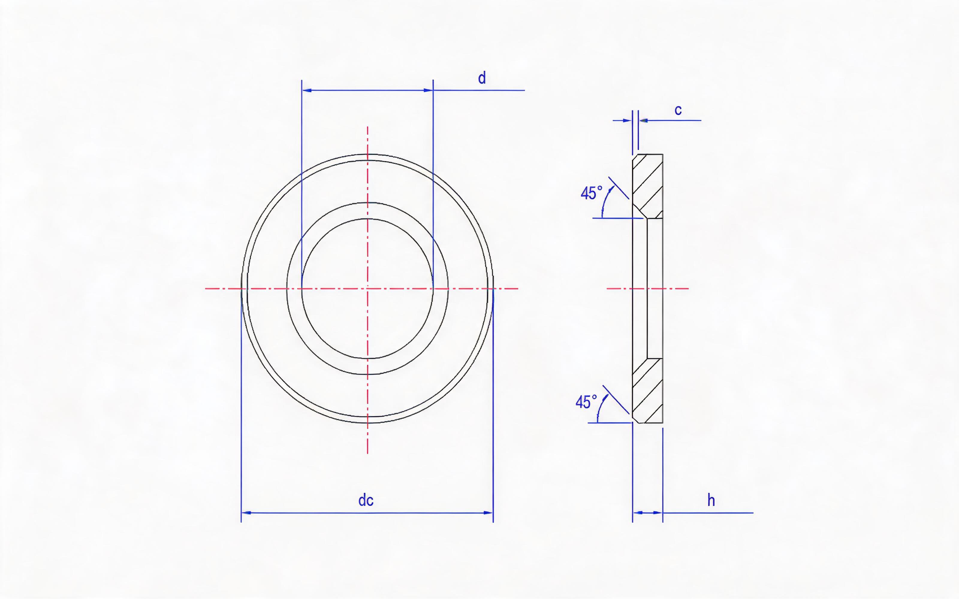 Hardened and tempered chamfered flat washers for high-strength structural bolting Standard Drawing