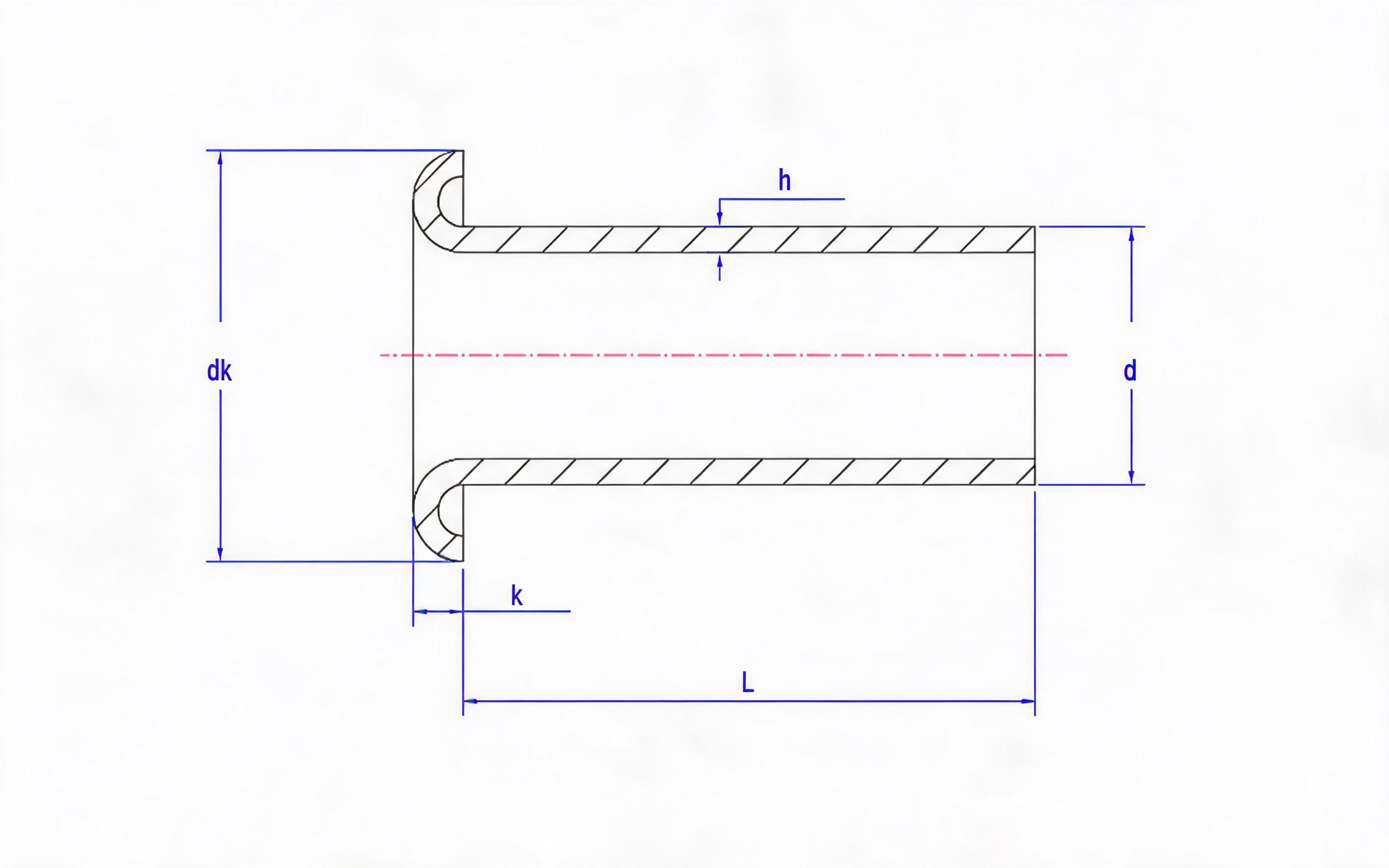 B Tubular Rivet (0.2mm wall thickness) Standard Drawing