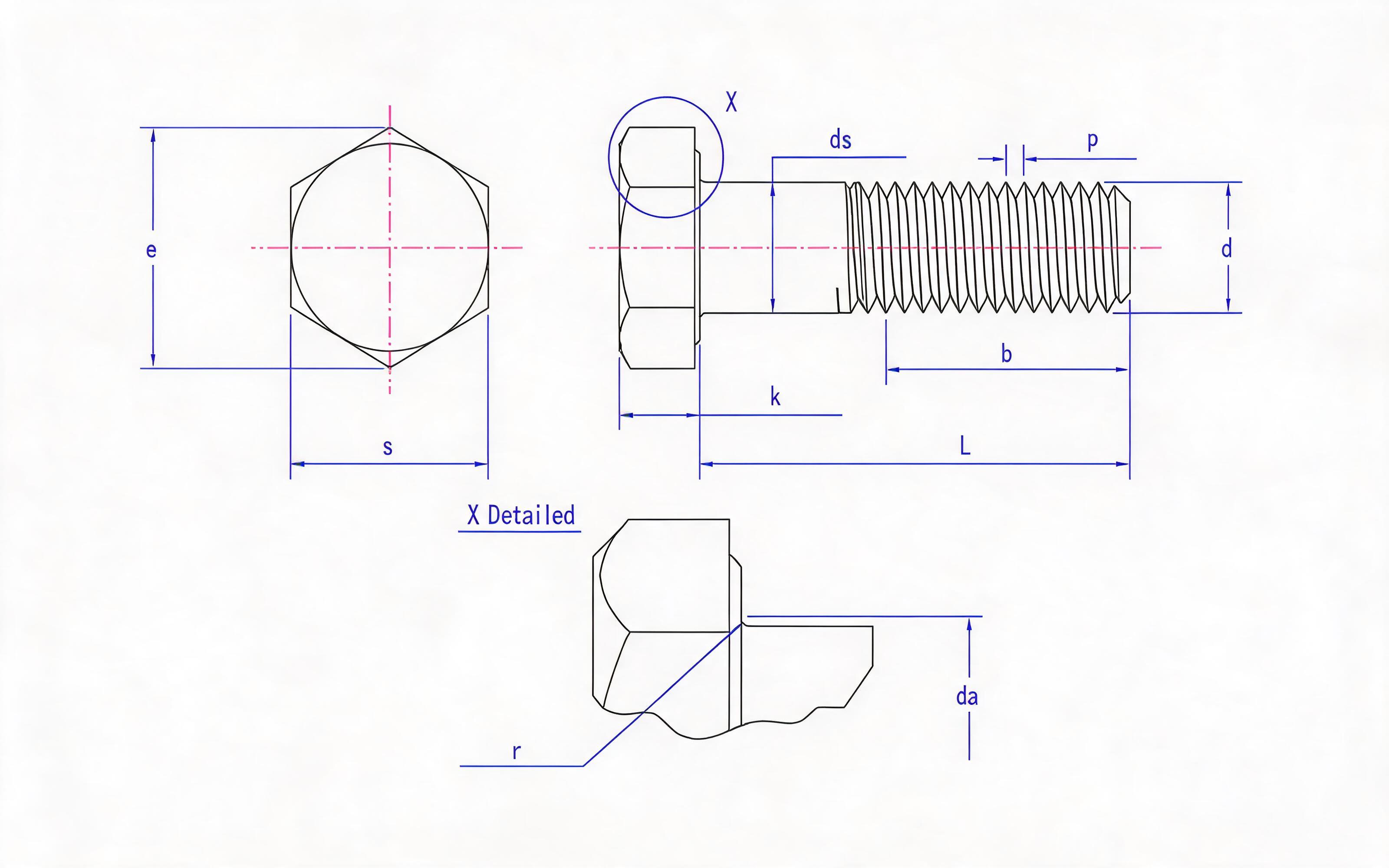 Pre-load high-strength bolt structural connection fittings-Part 4 HV large hexagon bolt Standard Drawing