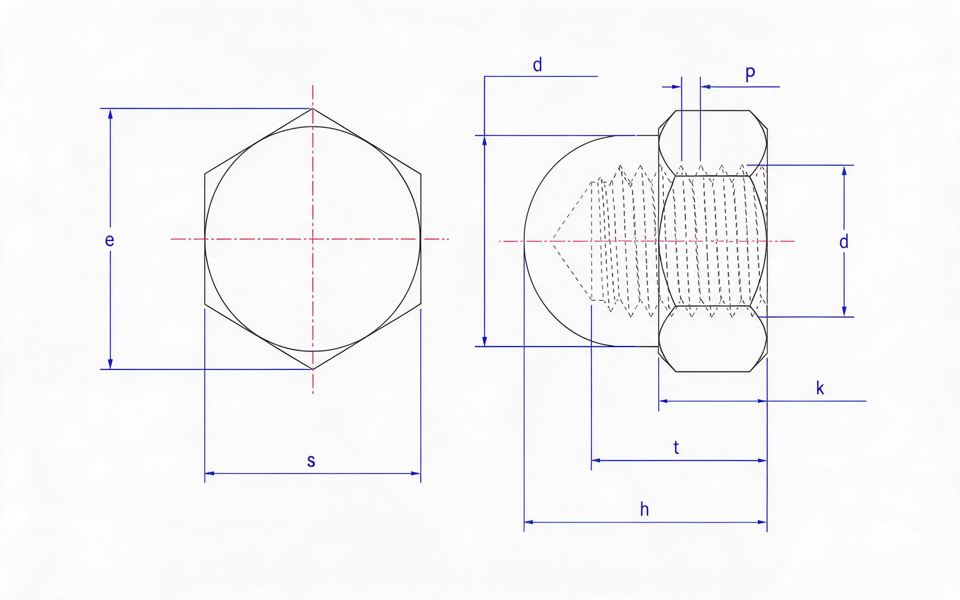Hex Cap Nut (Type A) Standard Drawing