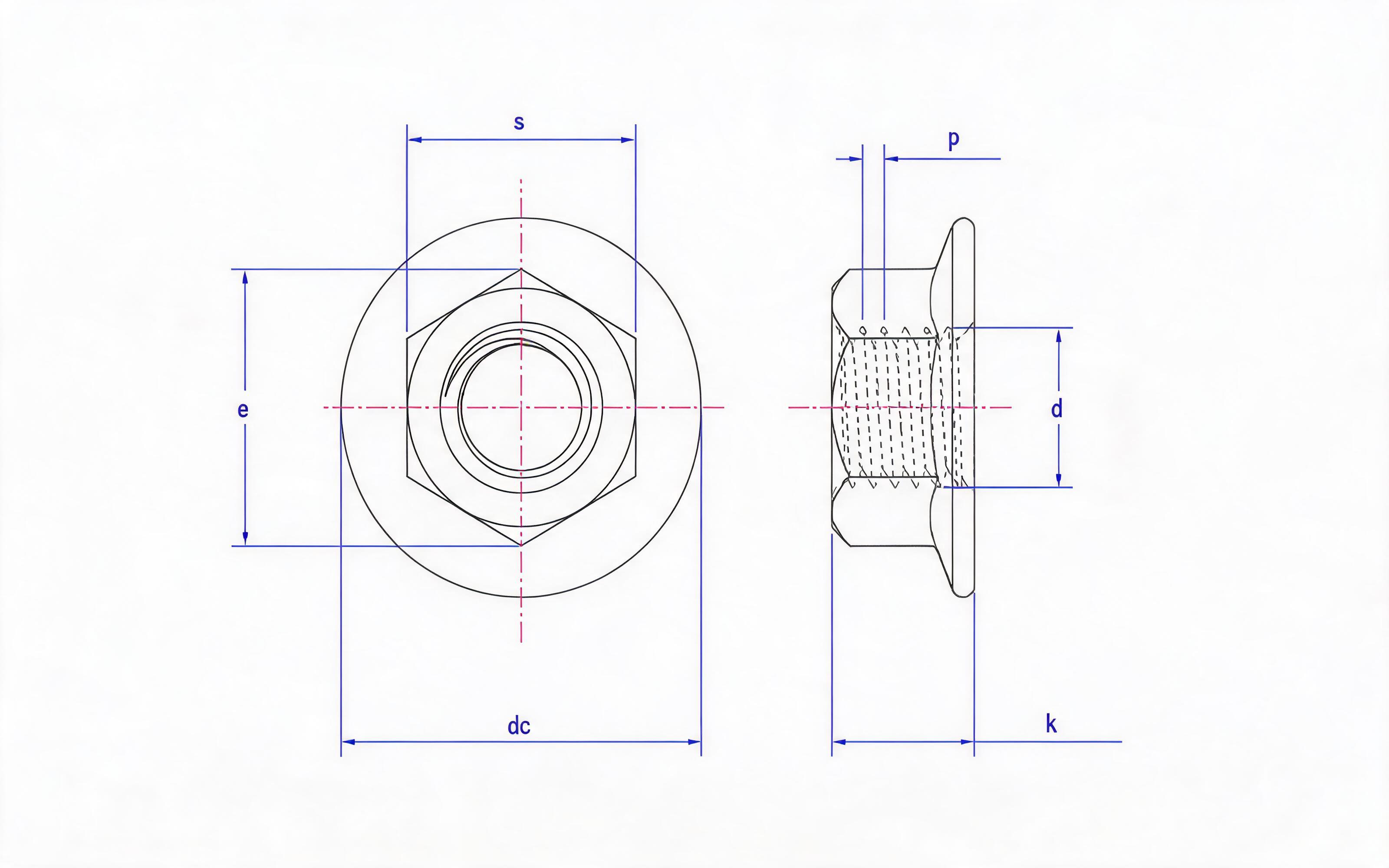 Type 2 hexagon flange nut Standard Drawing