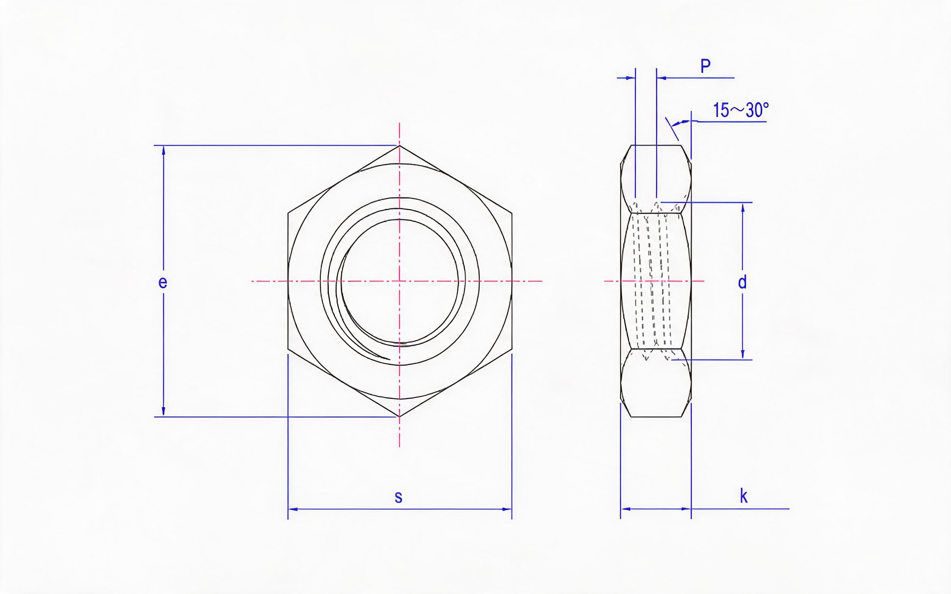 Hexagon thin nut Standard Drawing