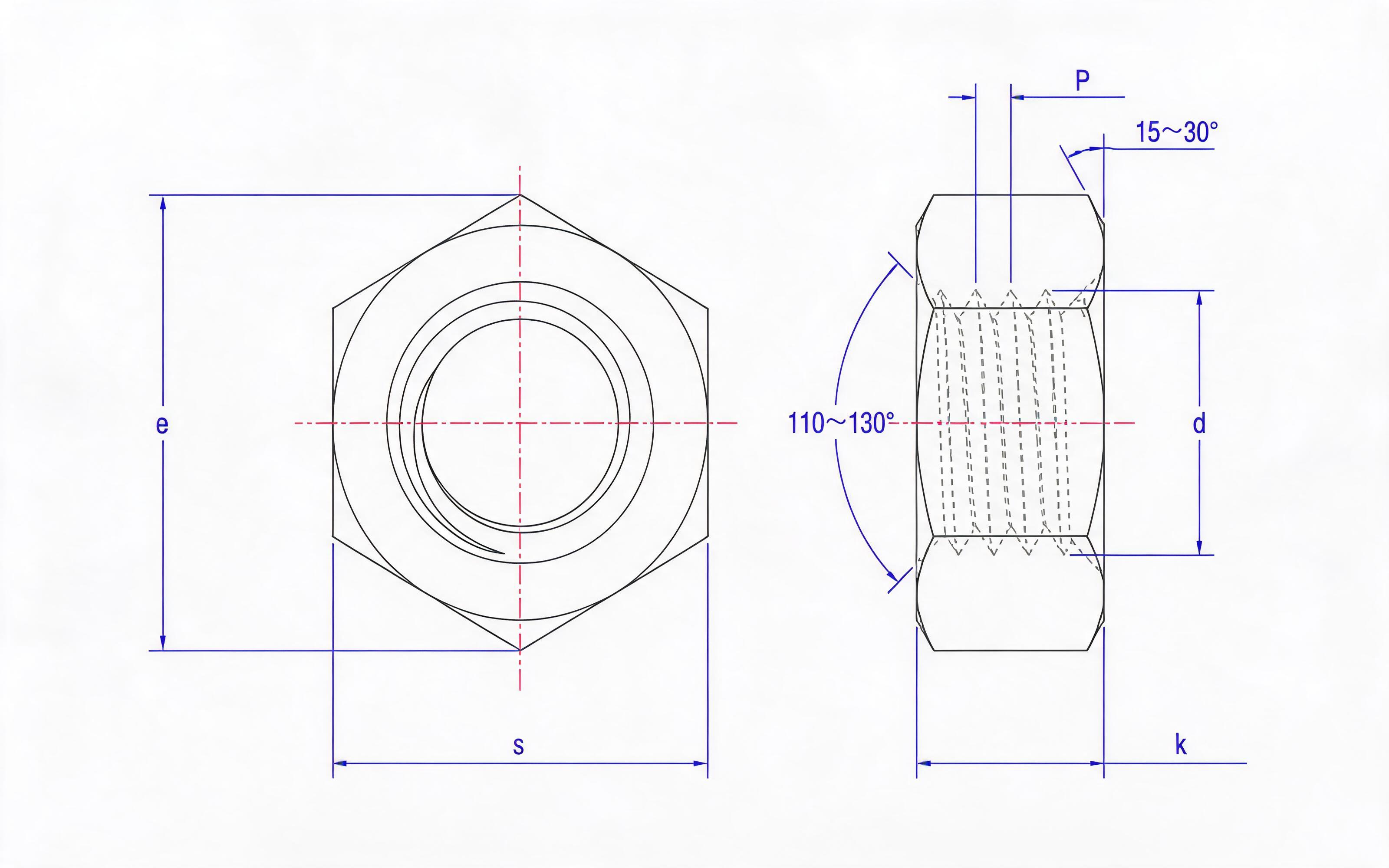 Hexagon nut for high-strength anchorage of steel structure Standard Drawing