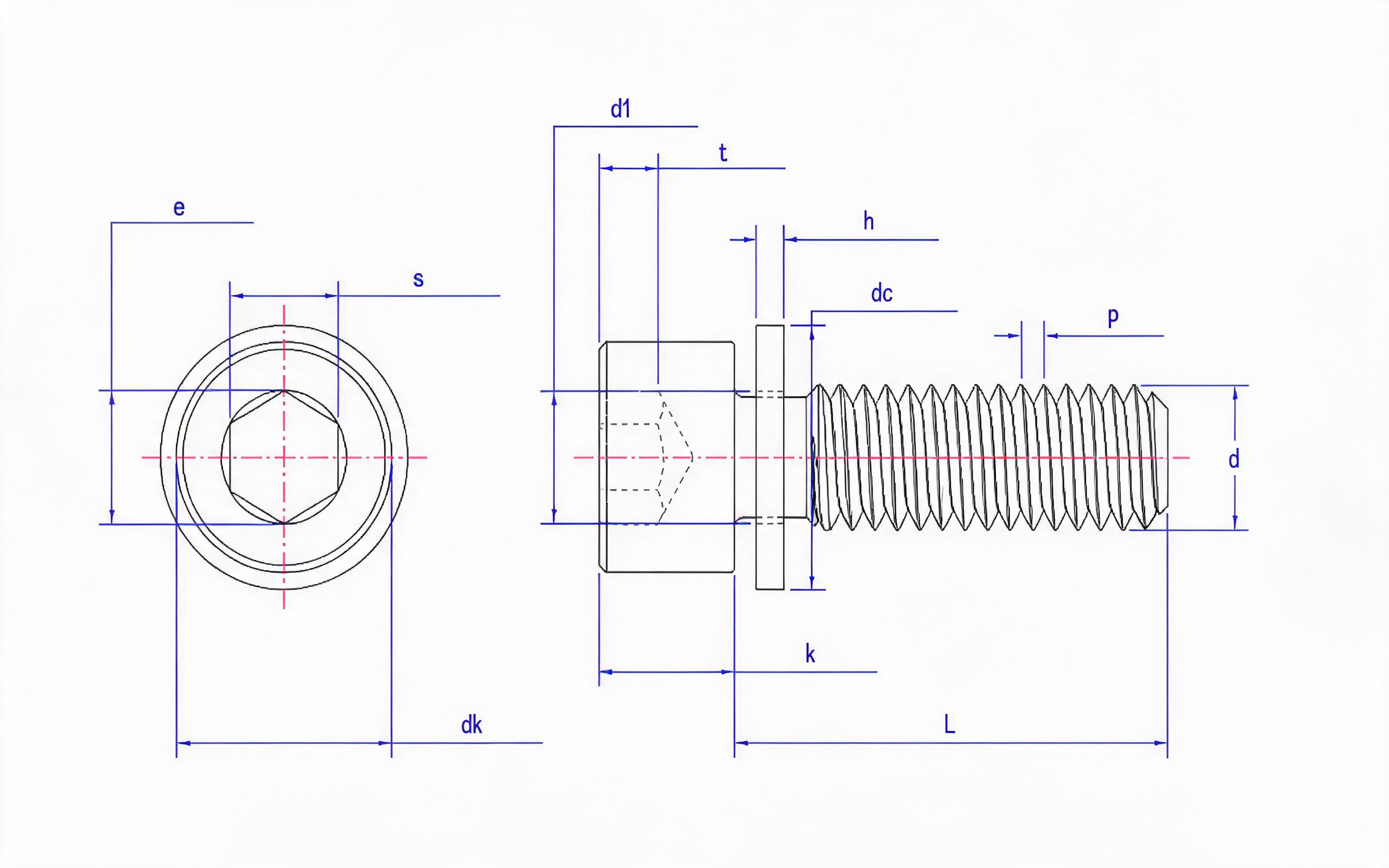 Hexagon socket head cap screw and small flat washer combination Standard Drawing