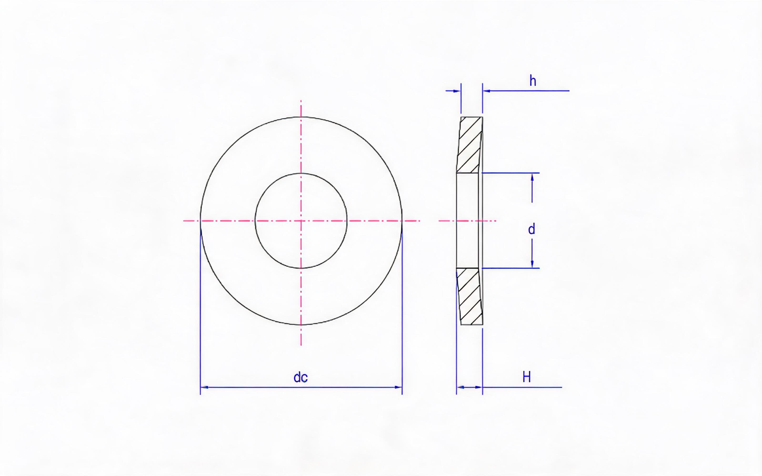 Belleville spring washer (1.25mm<h ≤ 6mm, d H12) Table 5 Standard Drawing