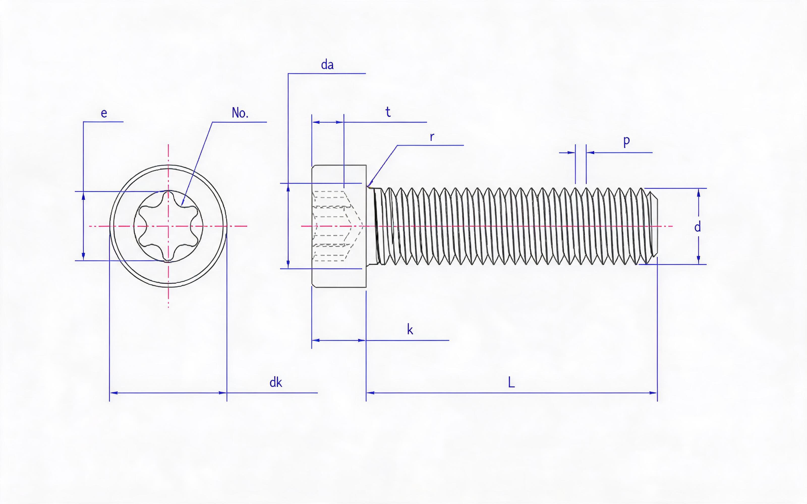 Hexagon socket cheese head screw Standard Drawing