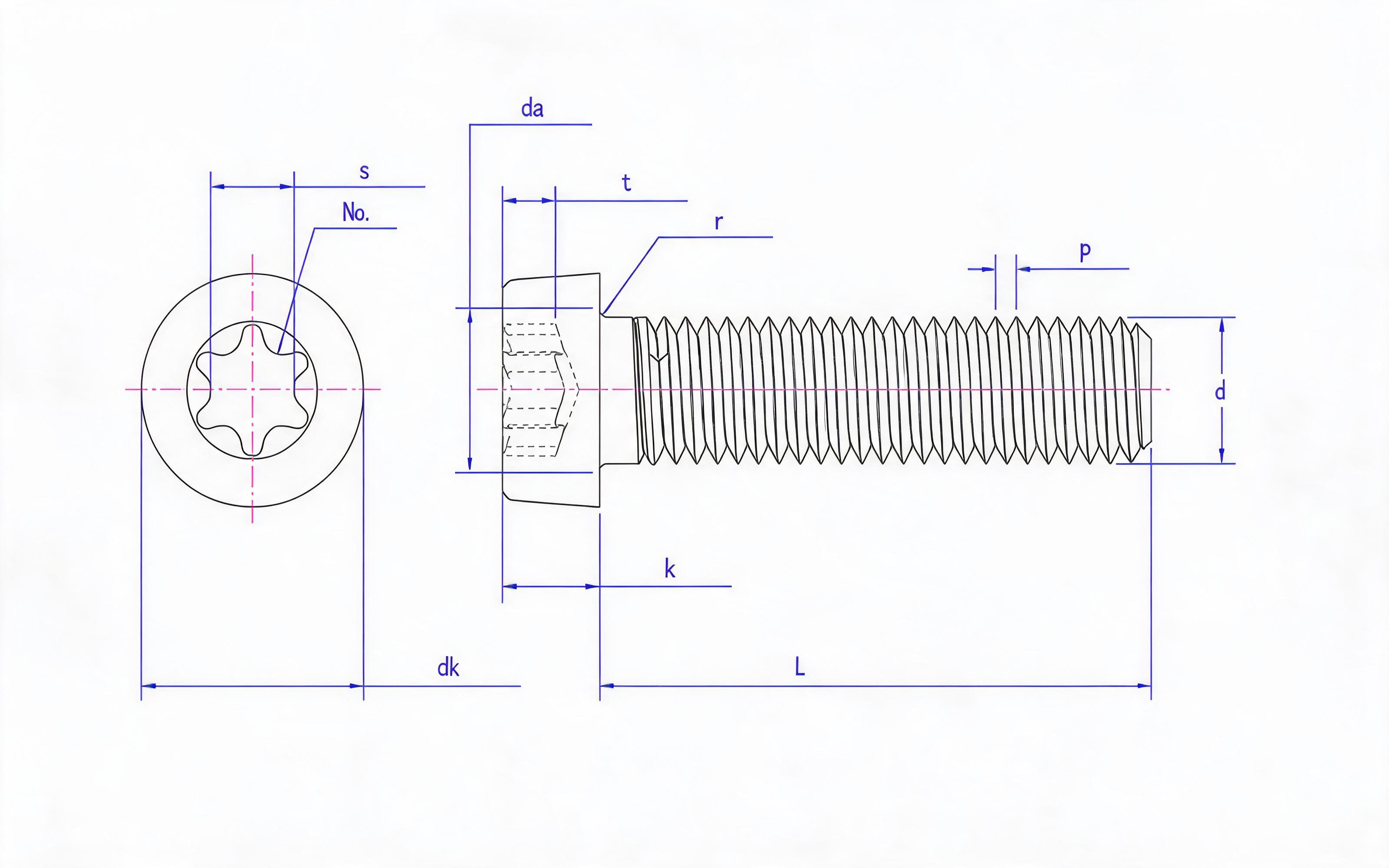 Hexagon socket cheese head screw Standard Drawing
