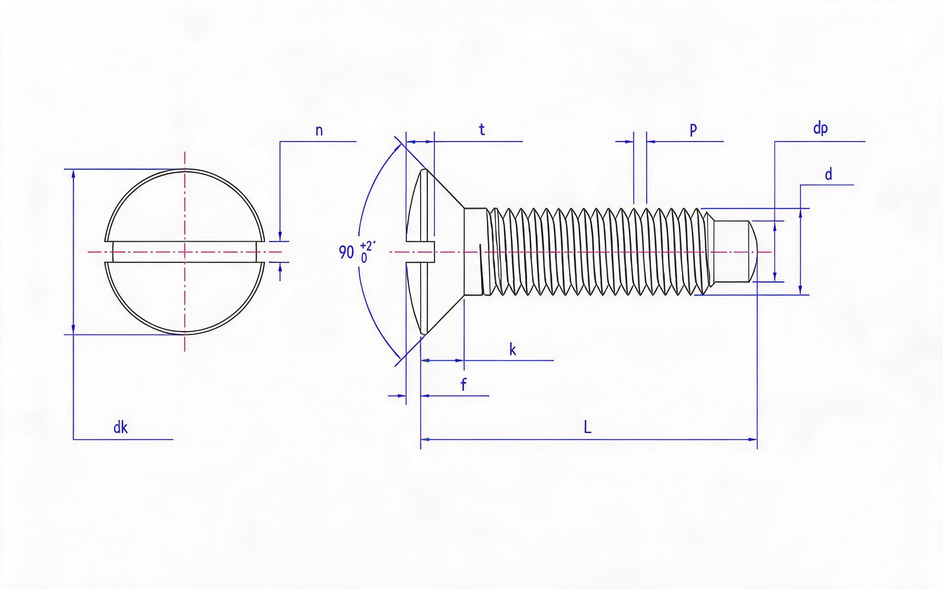 Slotted oval head stud end screw Standard Drawing