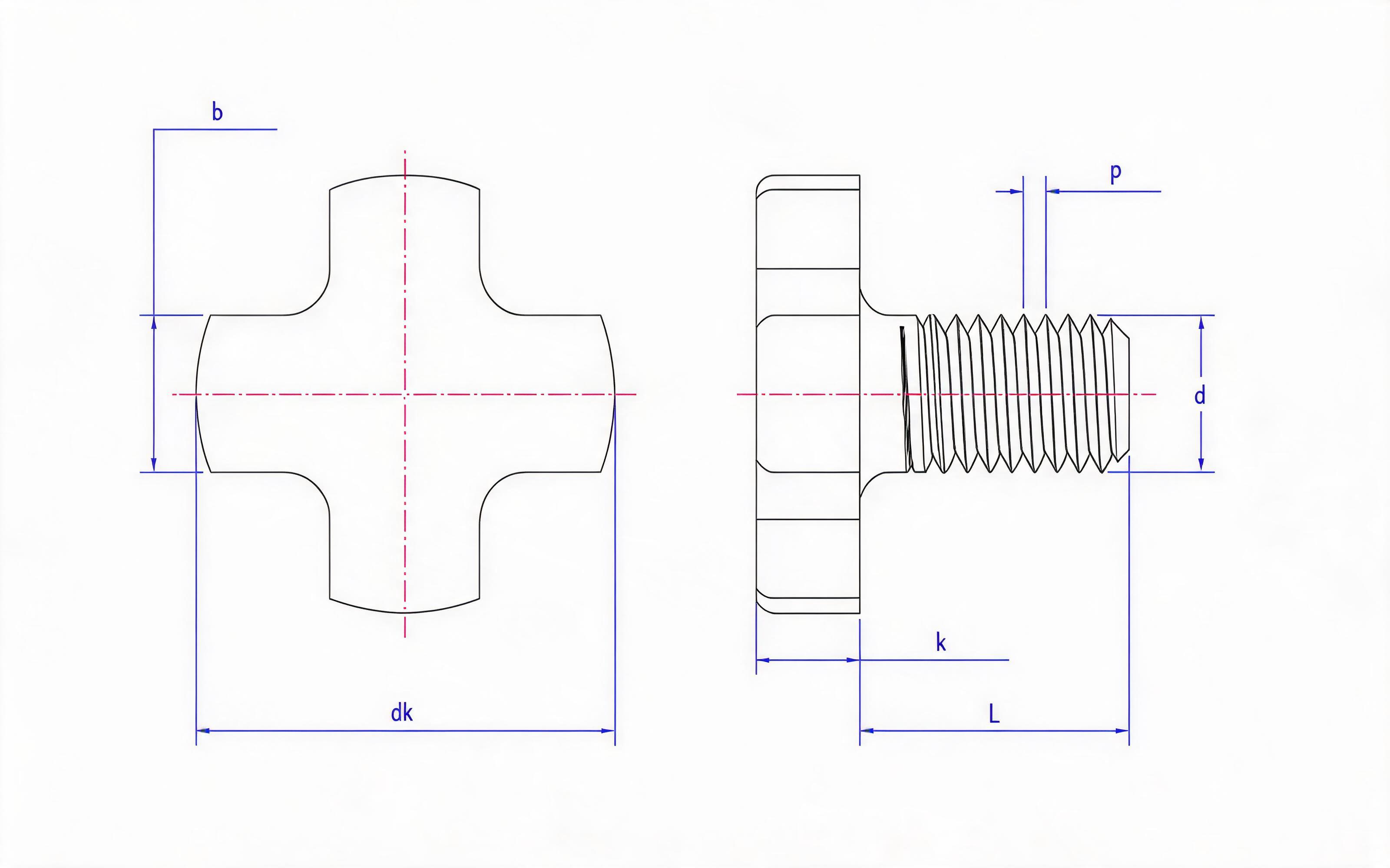 CROSS HEAD SCREW (HAND SCREW) Standard Drawing