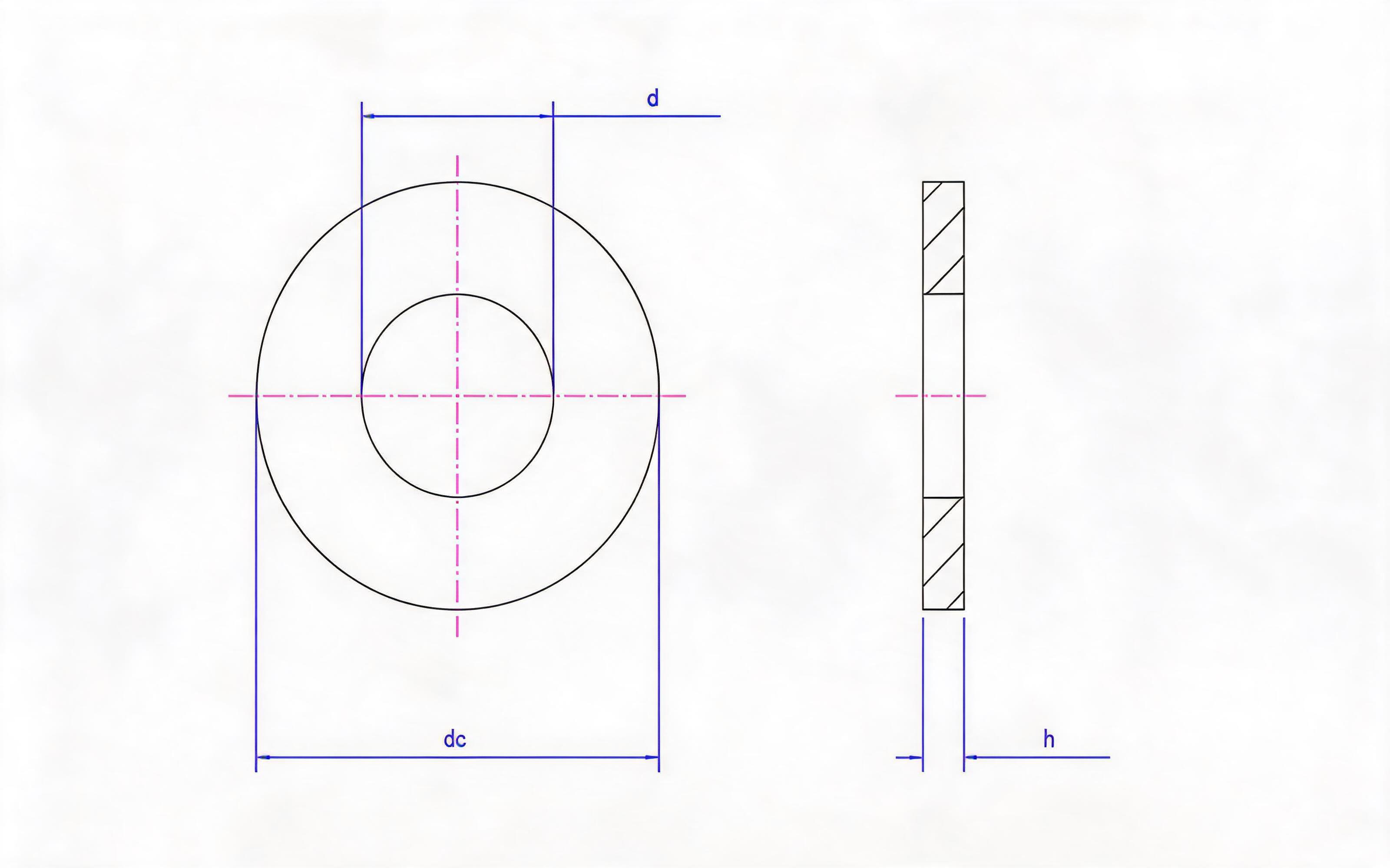 Plain Washers for Screw and Washer Assemblies Standard Drawing