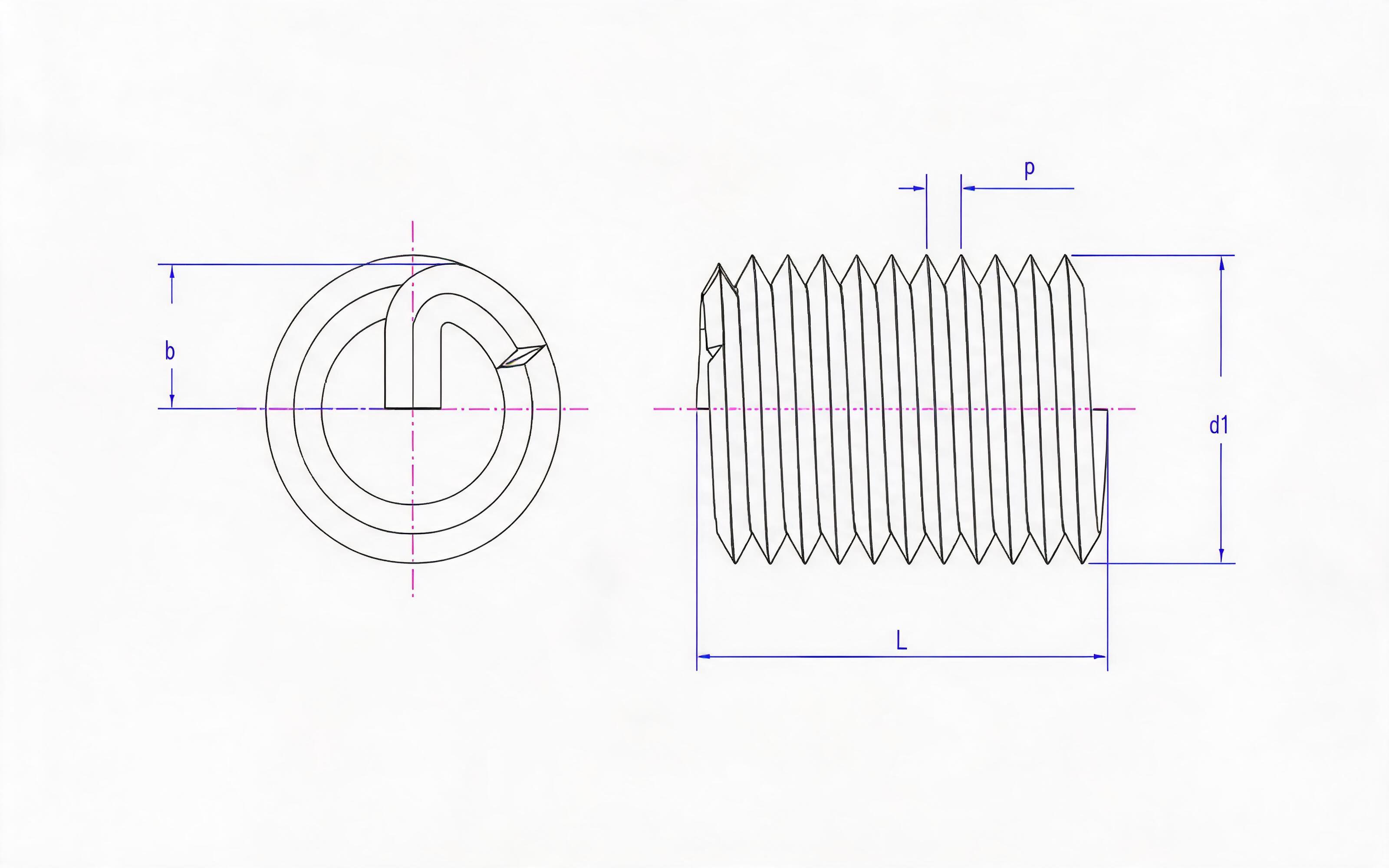 Ordinary fine thread steel wire thread sleeve Standard Drawing