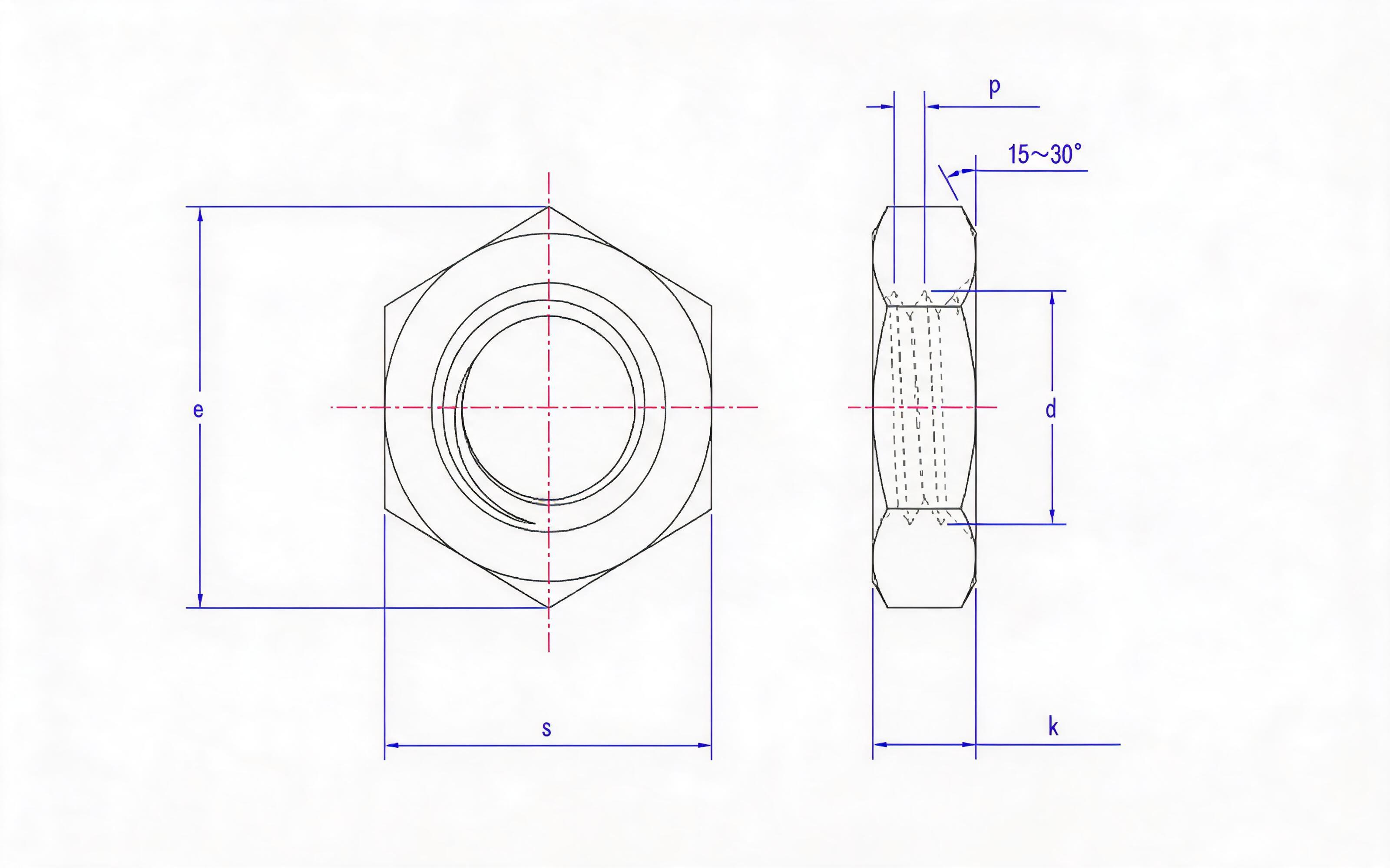 Hexagon thin nut Standard Drawing