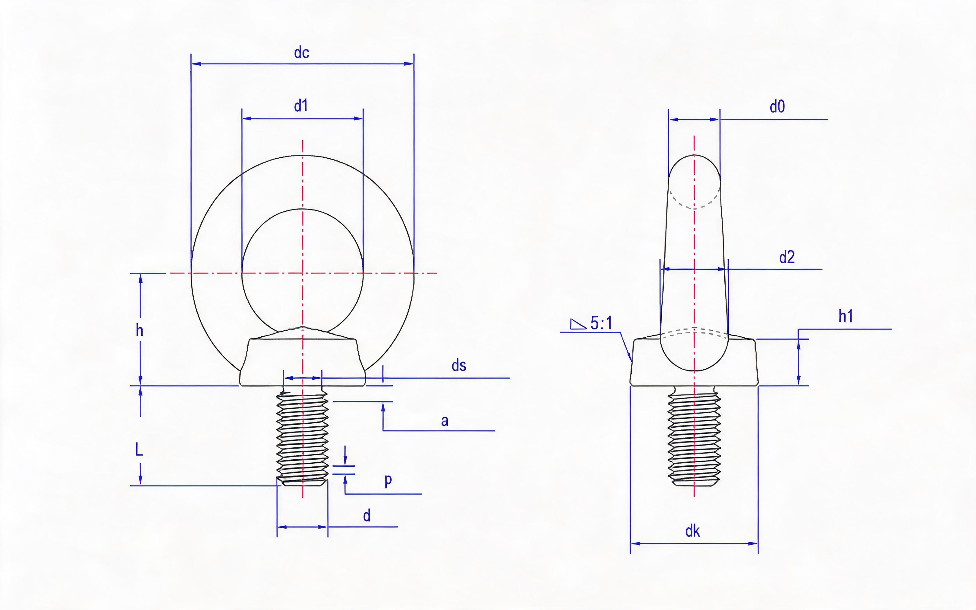 Eye Screw (Type B) Standard Drawing