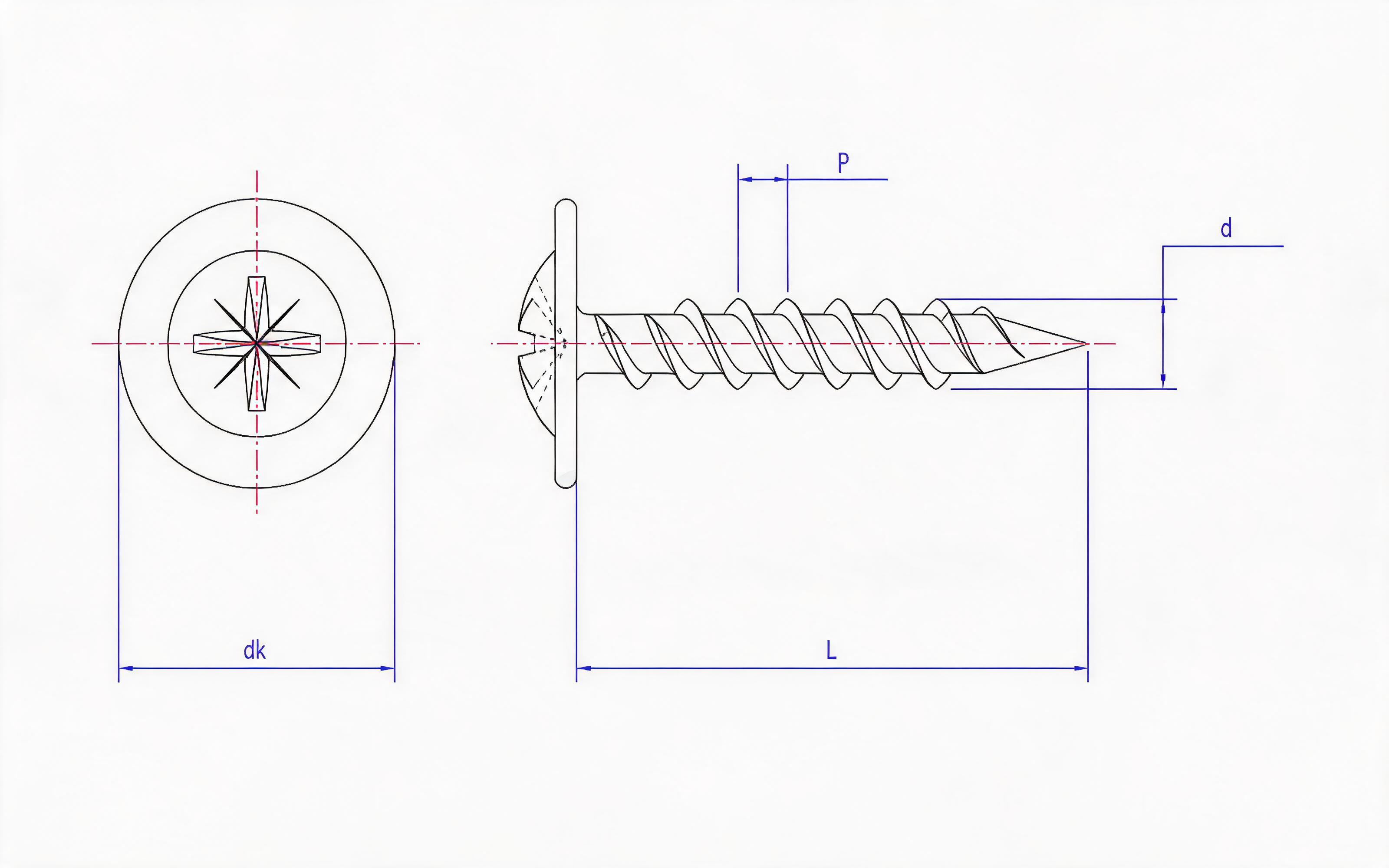 FN type herringbone groove flat round head flange double-pass dry-wall nail Standard Drawing