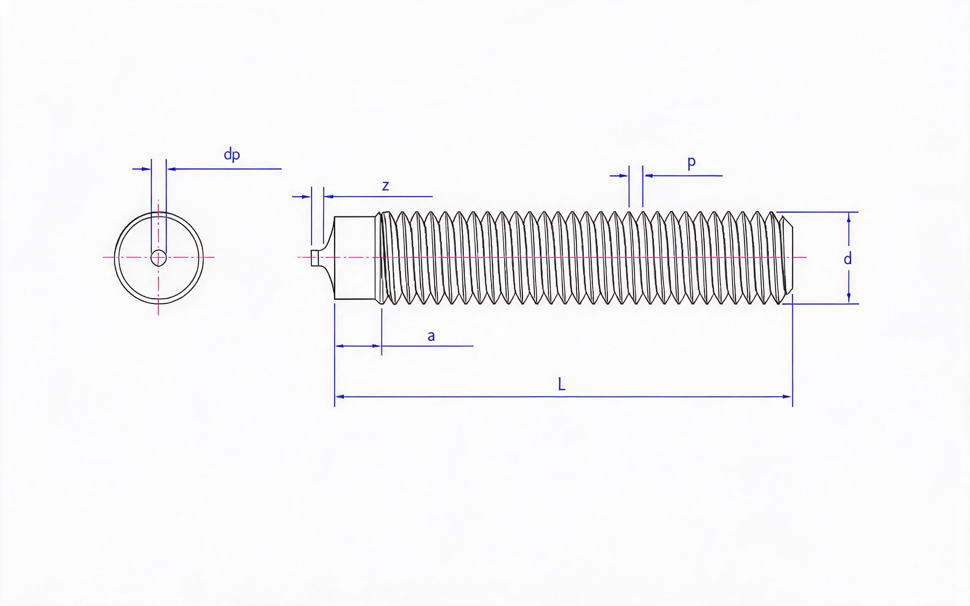 Type B welding stud for energy storage welding Standard Drawing