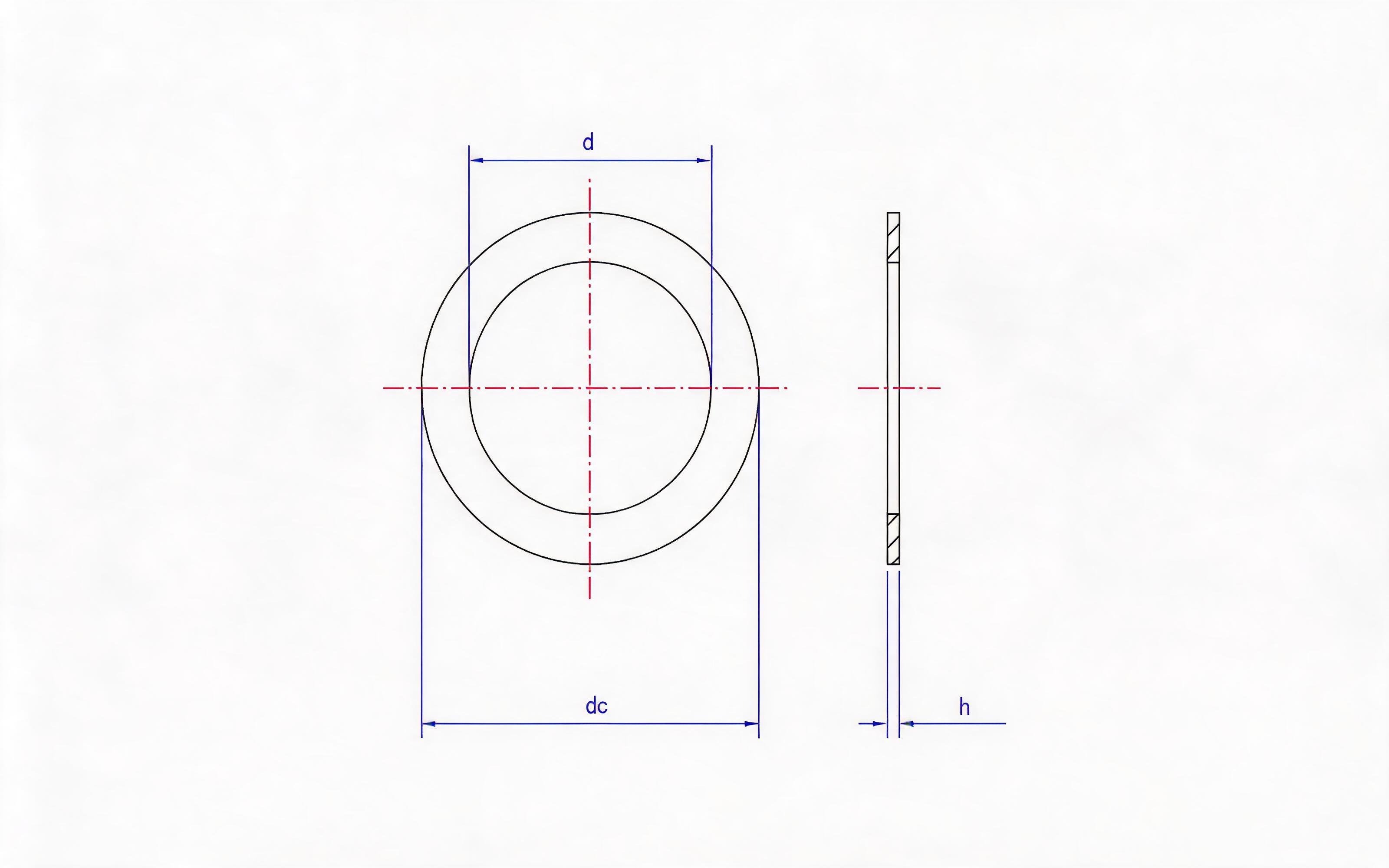 Small sealing washer type A (not impregnated paper) Standard Drawing