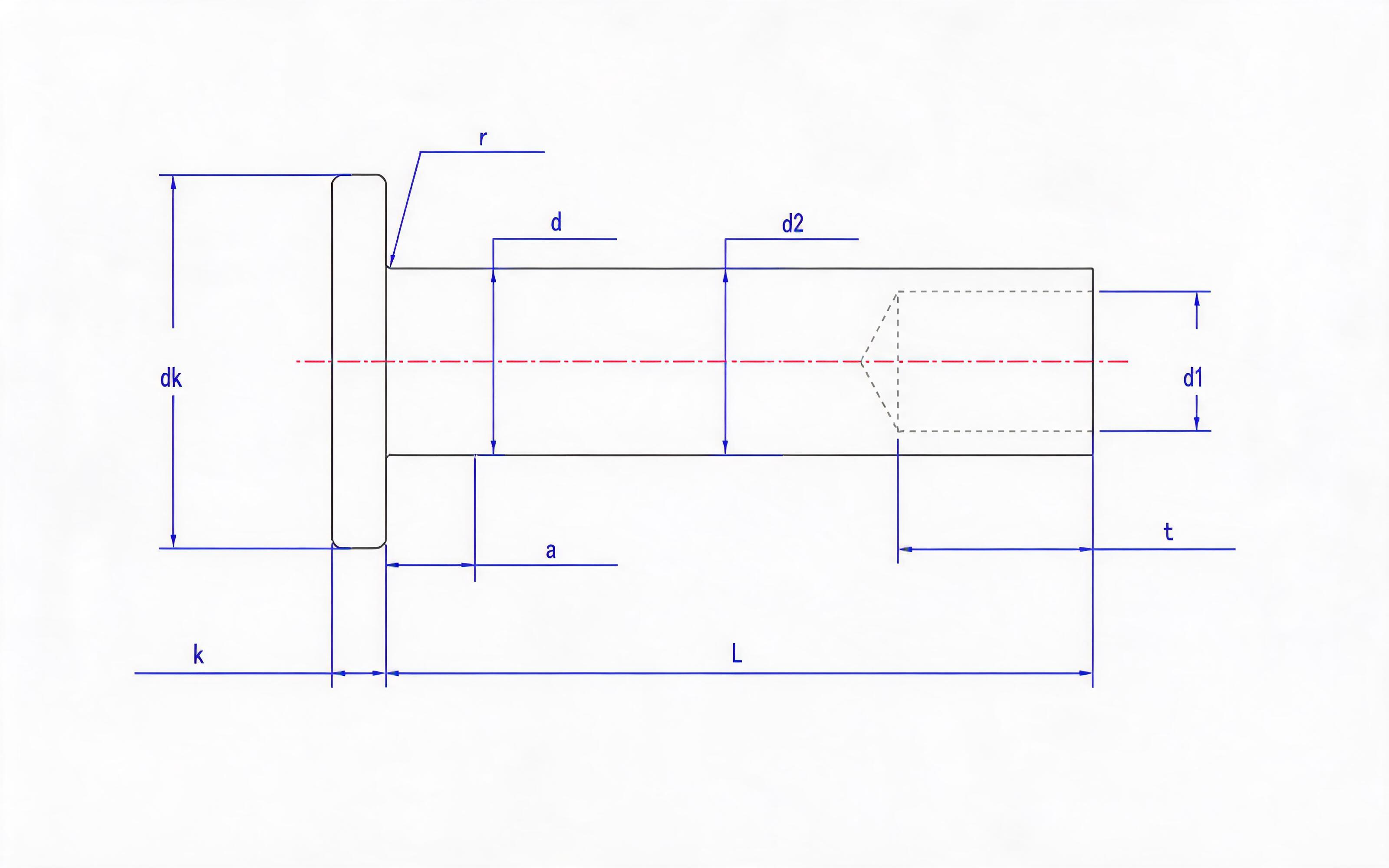 PLAIN HEAD SEMI-HOOK RIVETS (TYPE B DEEP SLOT) Standard Drawing