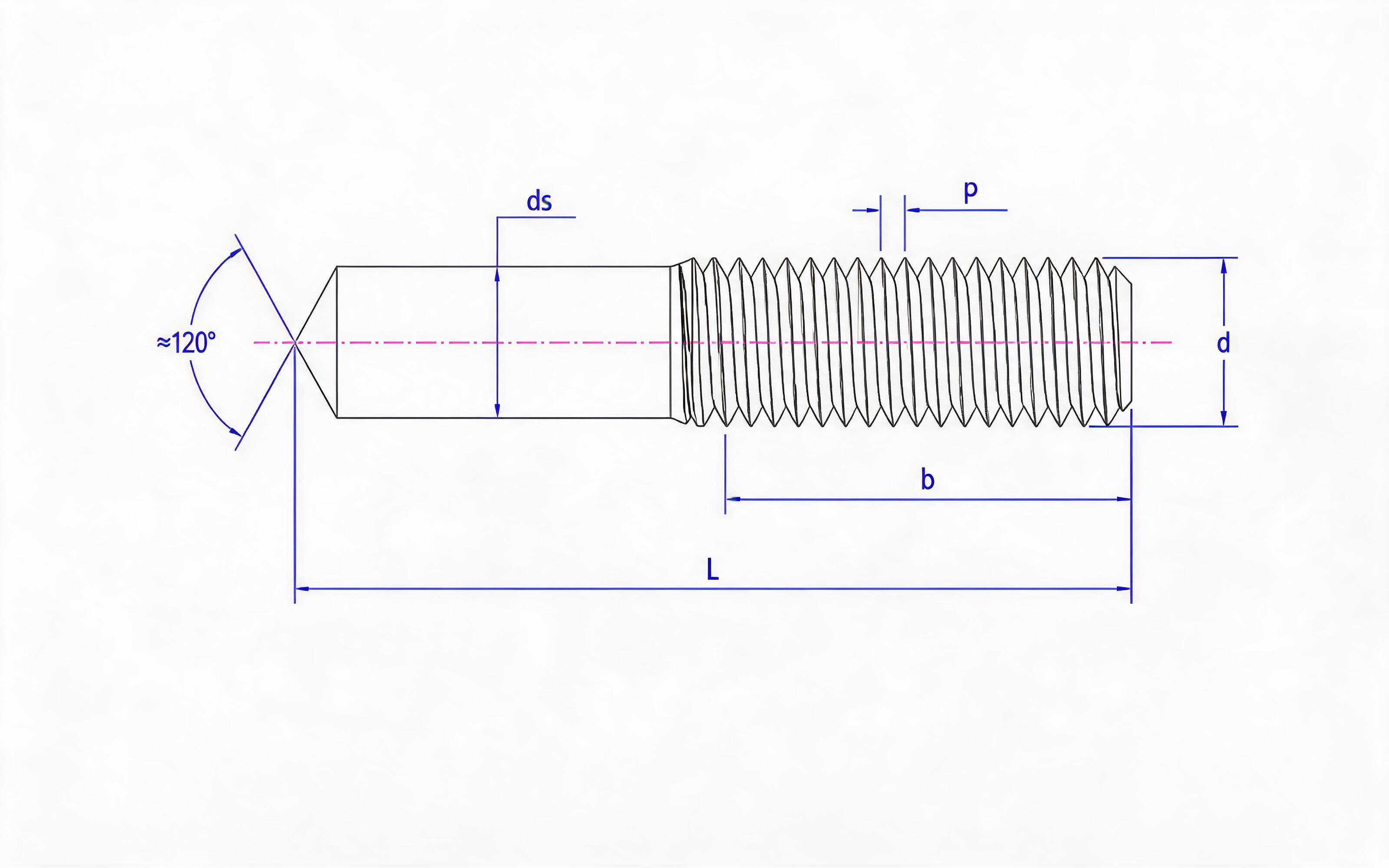 Welding Studs for Manual Welding - Type B (Standard) Standard Drawing