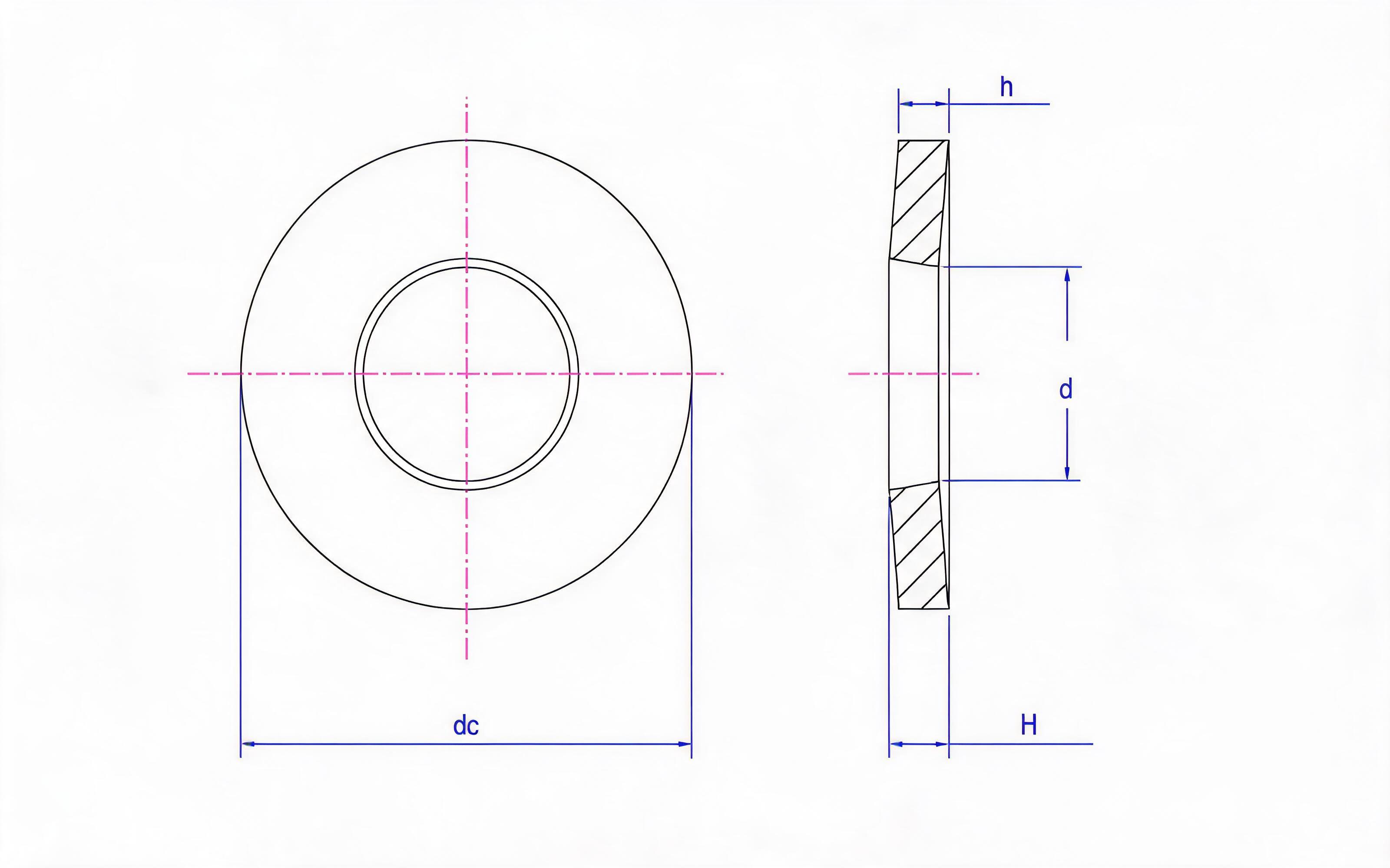 Conical elastic washer for assembly Standard Drawing