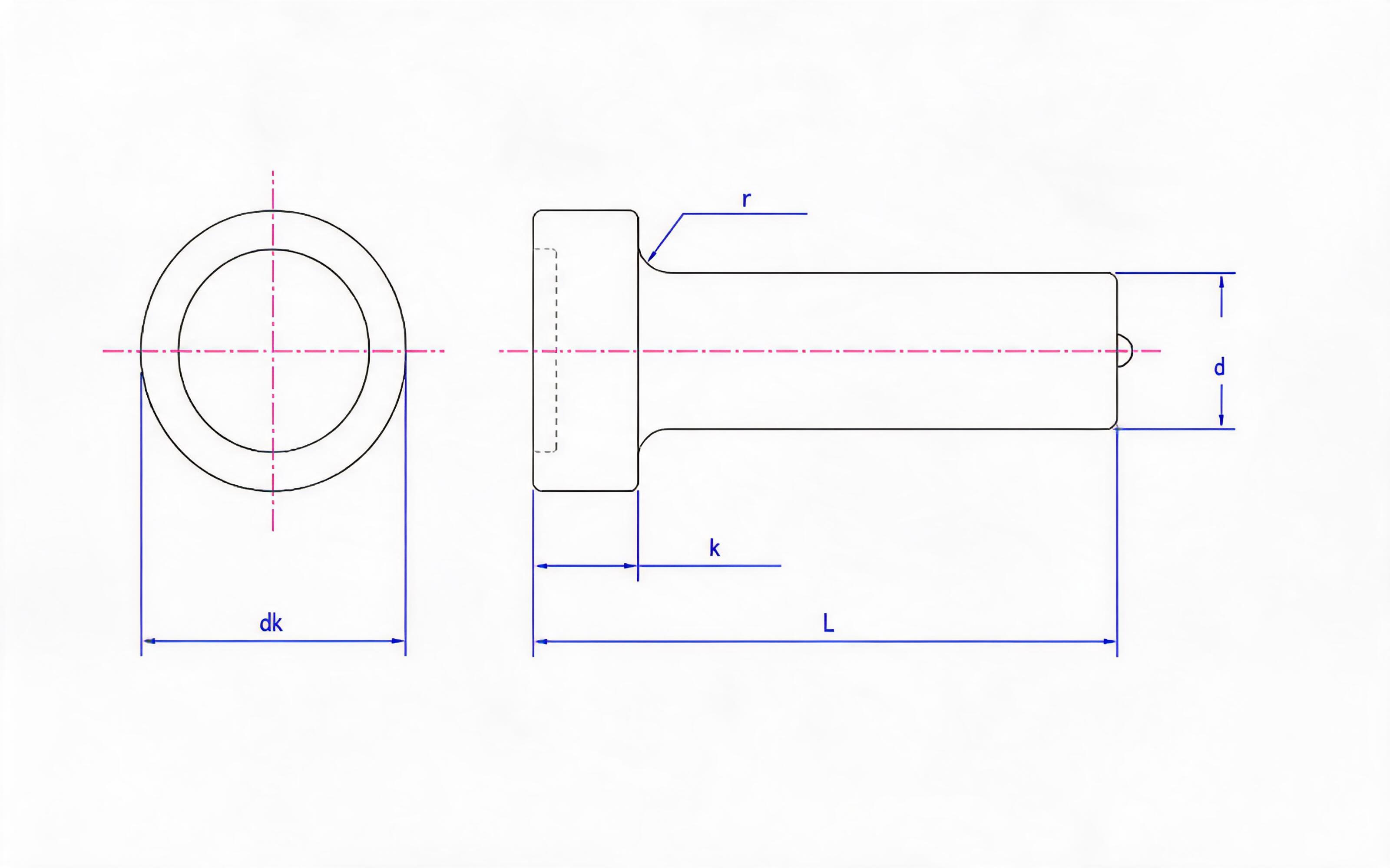 Cylindrical head stud for arc stud welding Standard Drawing