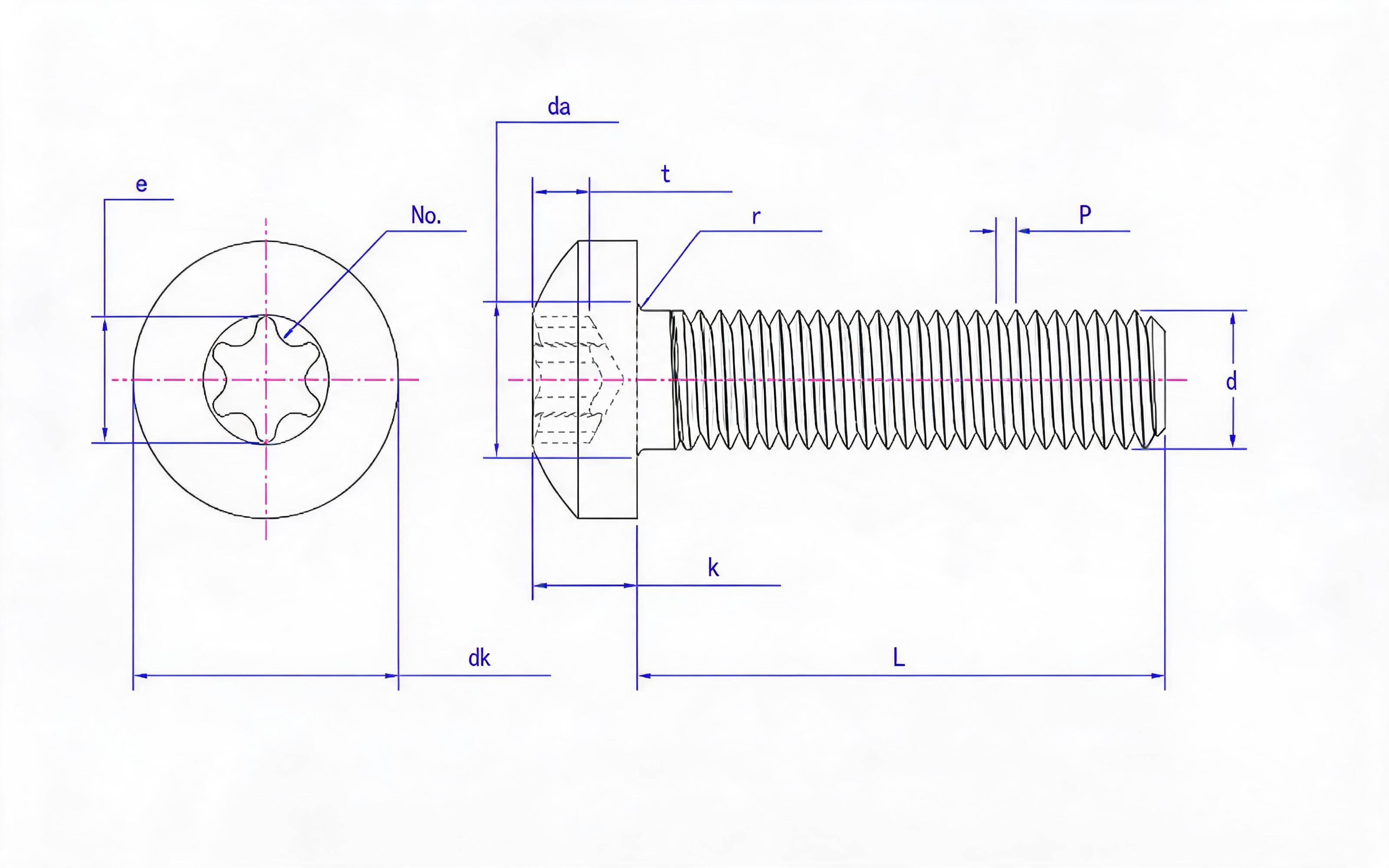 Torx panhead screw Standard Drawing