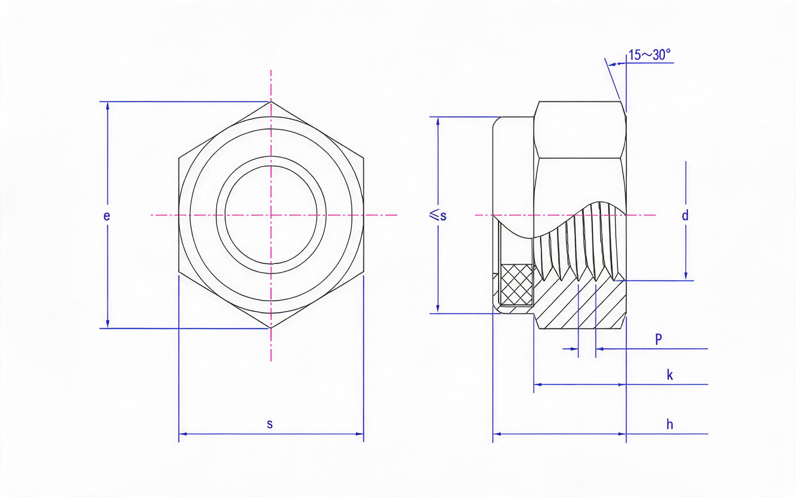 Type 2 non-metallic insert hexagon lock nut Standard Drawing