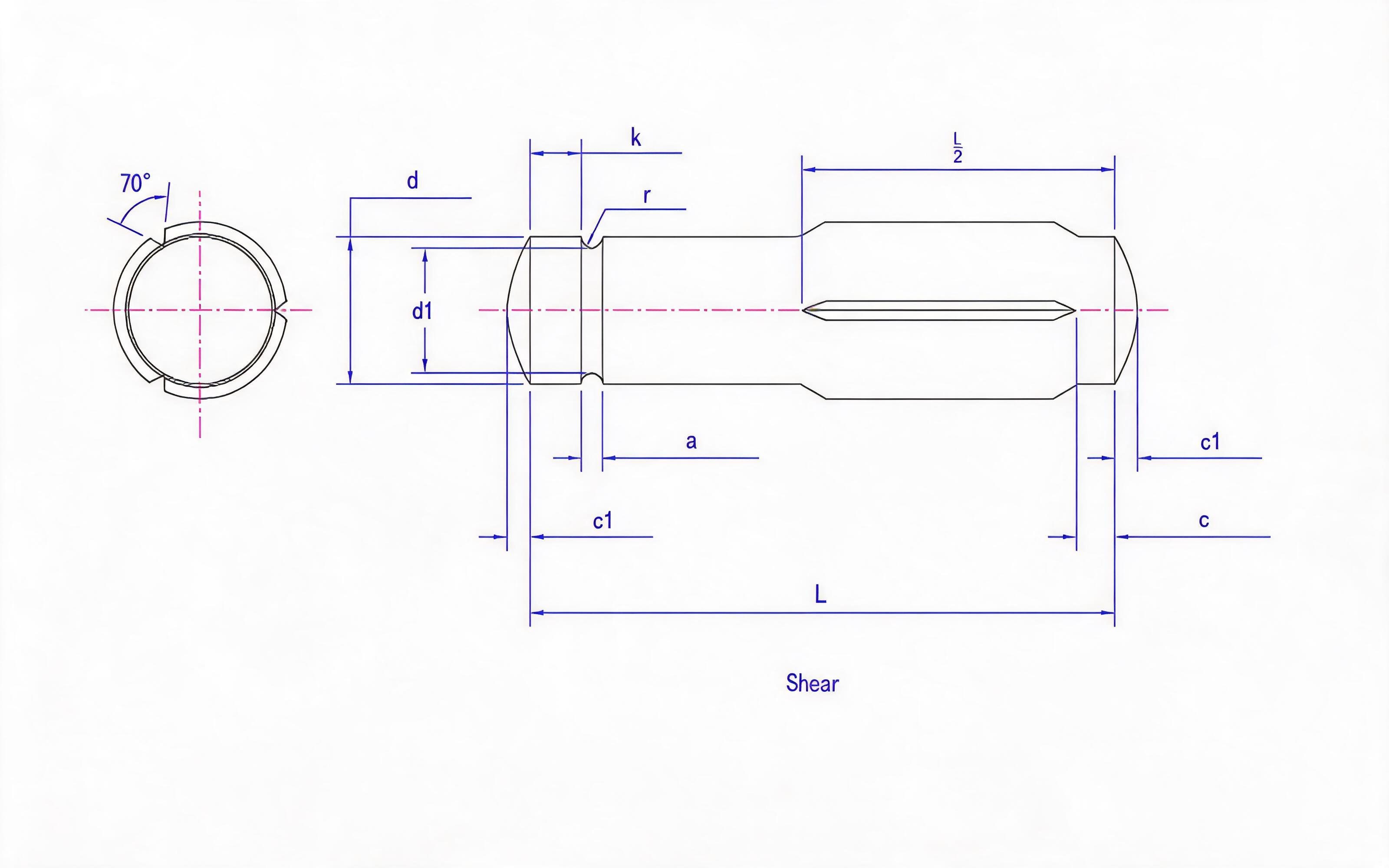 TROLLEY SHAFT WITH ROUND SLOT AND SLOTTED SLOT HOLE FOR SUSPENSION SPRING (TYPE C) Standard Drawing